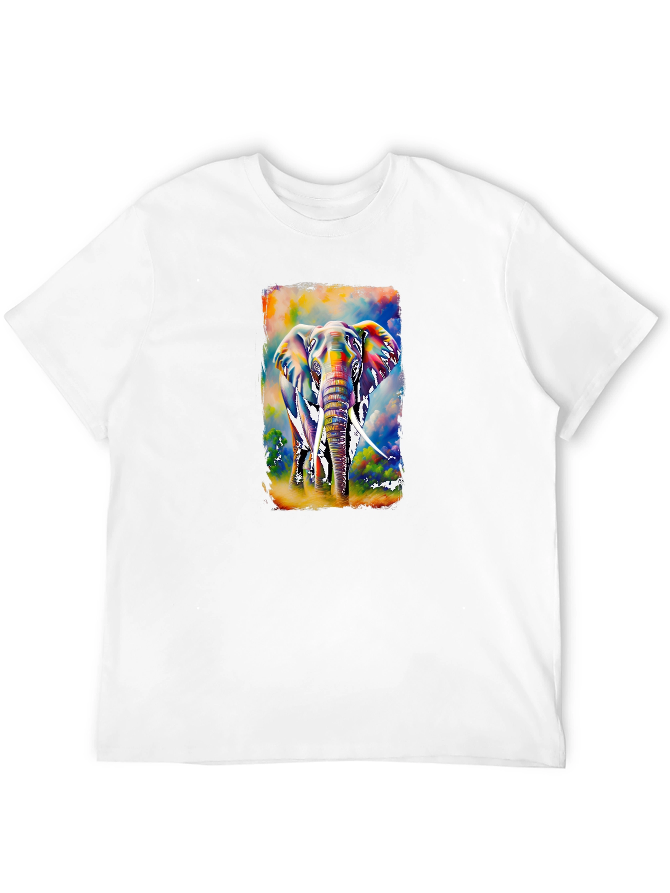 Vibrant Elephant Graphic T-Shirt - Black