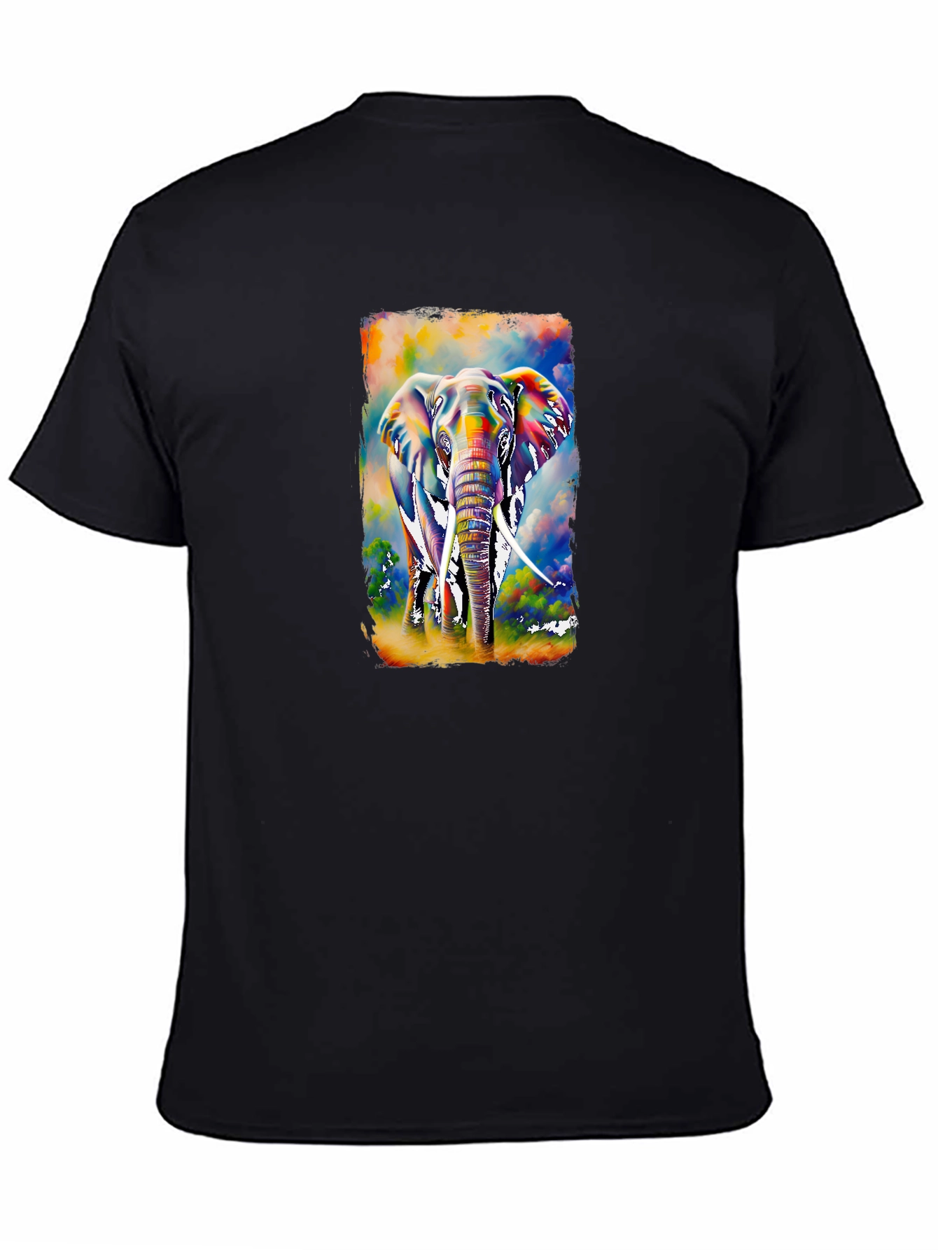 Vibrant Elephant Graphic T-Shirt - Black