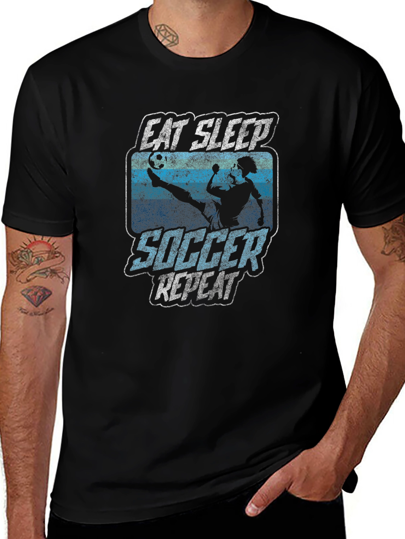 Eat Sleep Soccer Repeat Graphic Tee