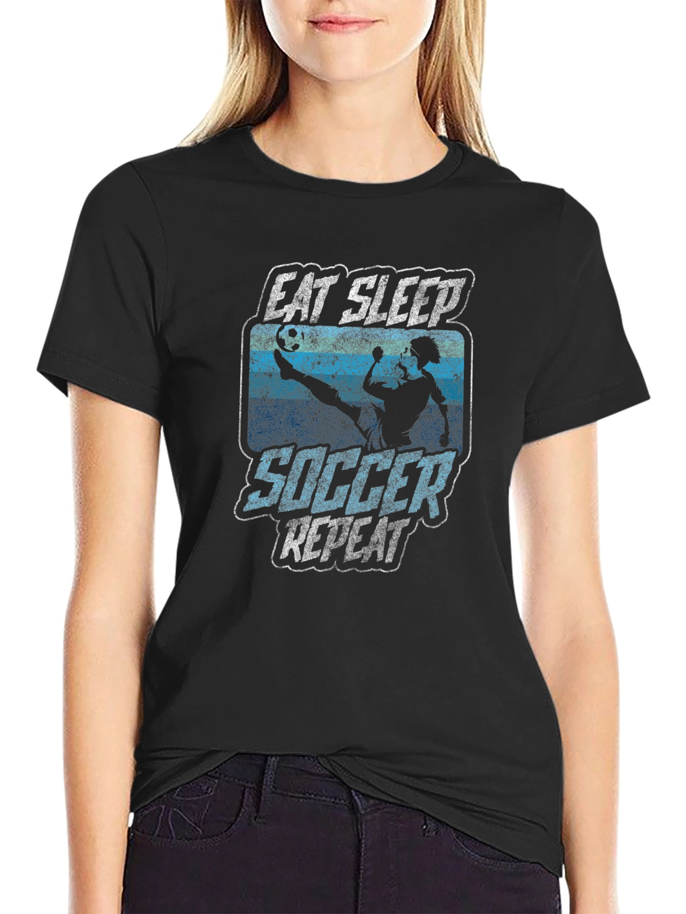 Eat Sleep Soccer Repeat Graphic Tee