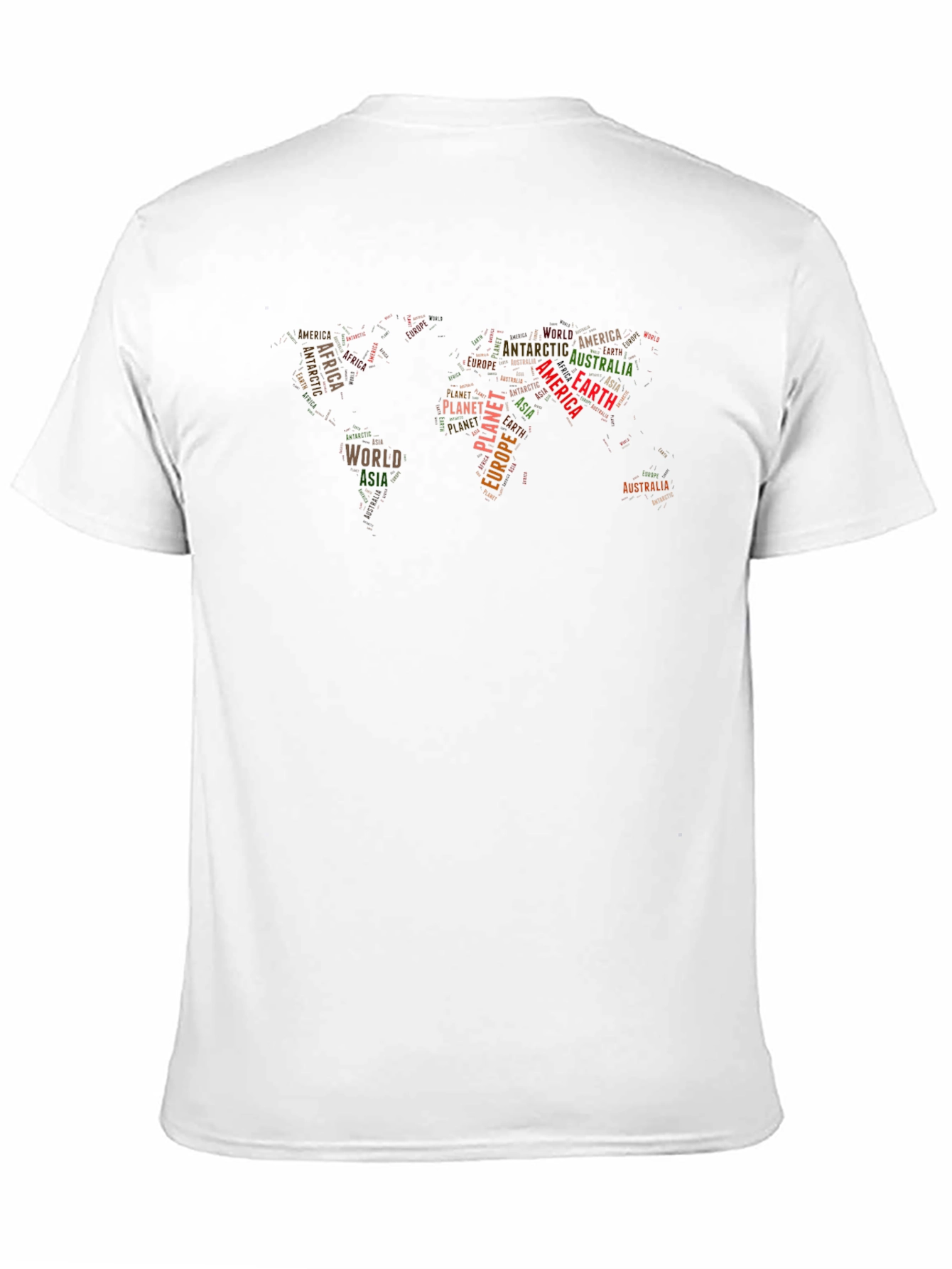 World Map Continent Typography Mens T-Shirt