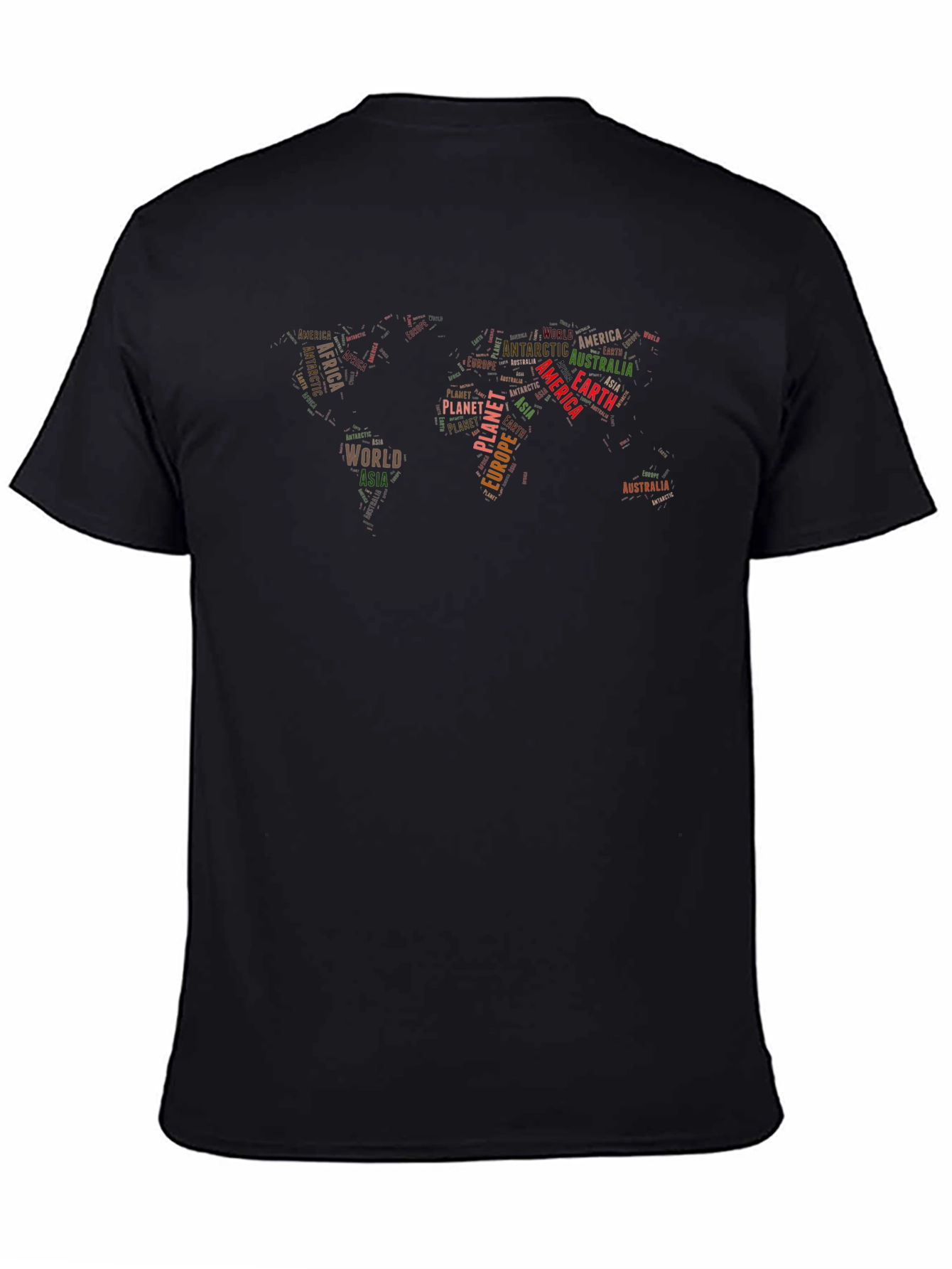World Map Continent Typography Mens T-Shirt