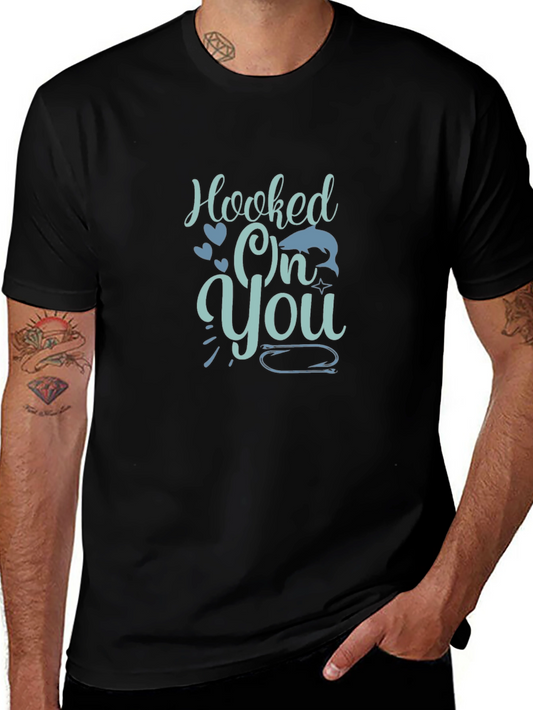 Hooked On You Graphic Tee - Black Cotton Casual T-Shirt