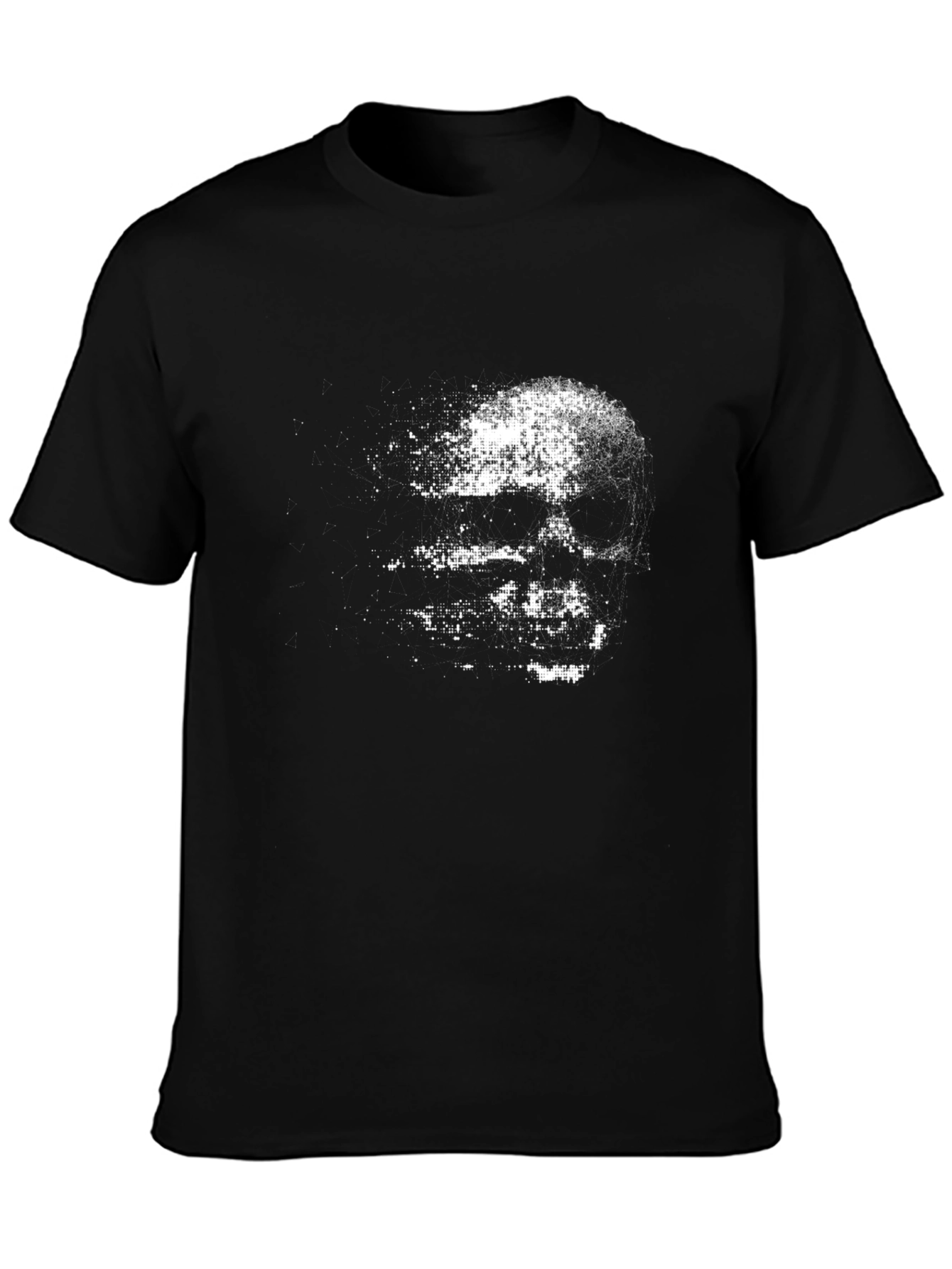 Pixelated Skull Graphic Black T-Shirt