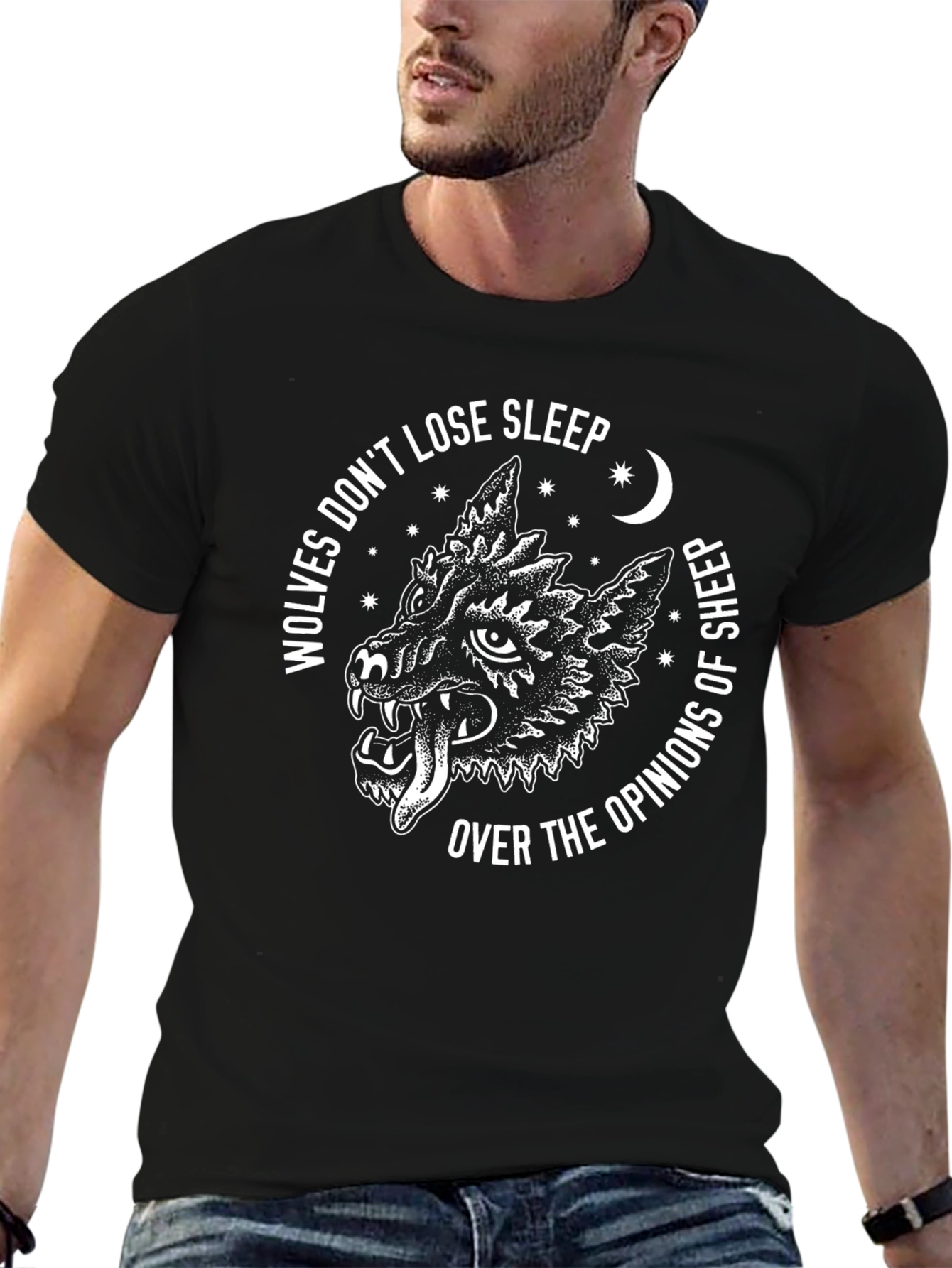 Wolf Opinion Graphic Tee - Black Cotton T-Shirt