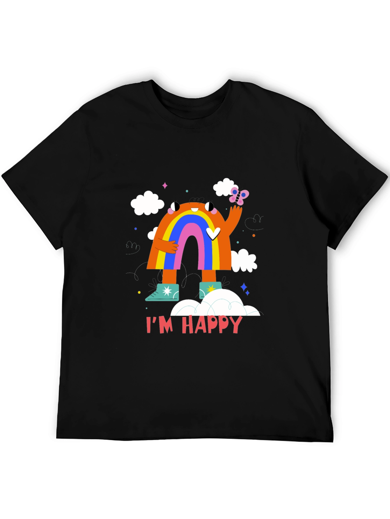 Im Happy Rainbow Monster Graphic Tee - Black