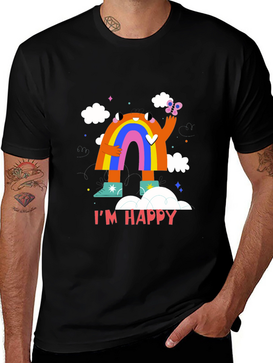 Im Happy Rainbow Monster Graphic Tee - Black