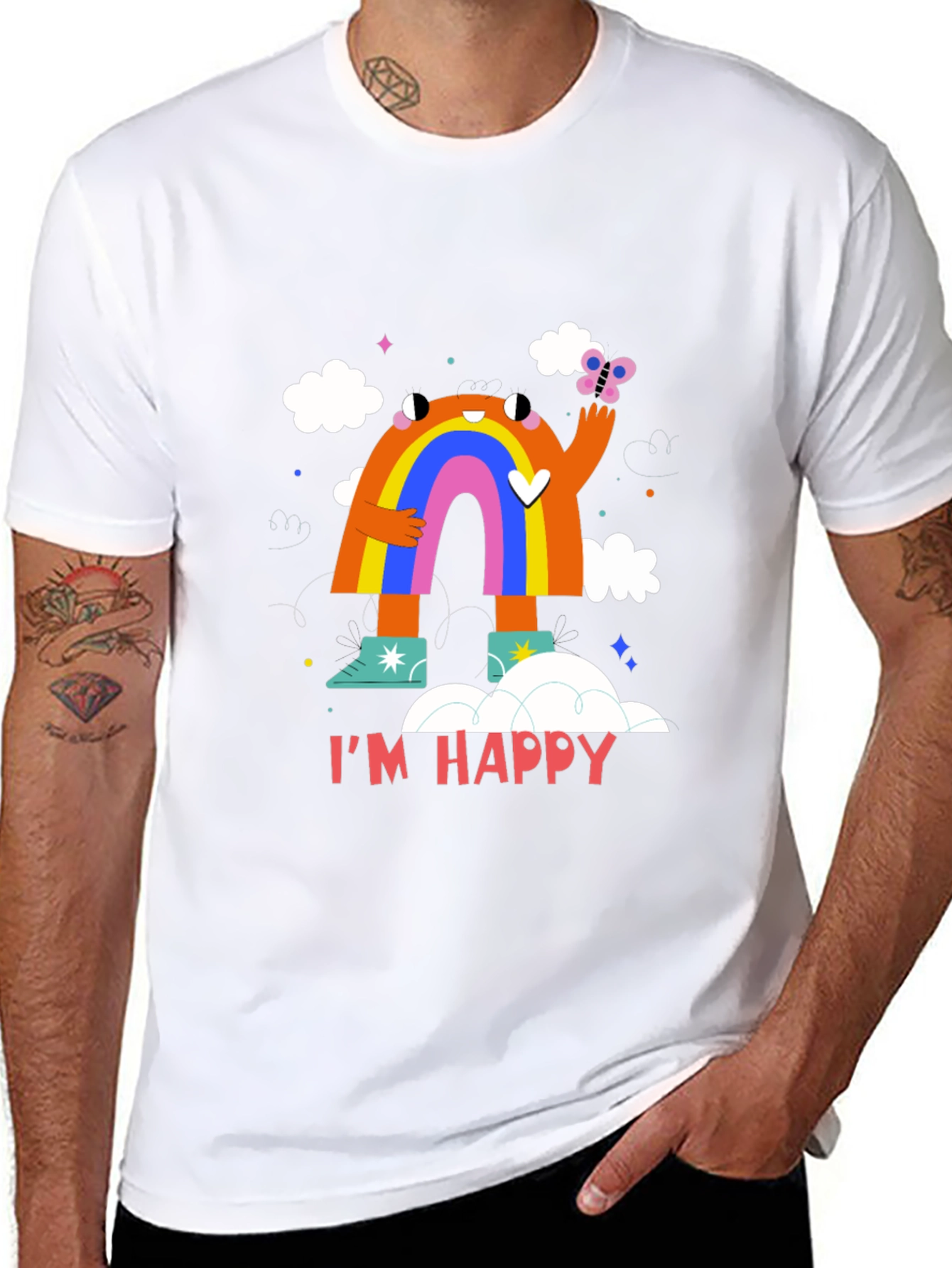 Im Happy Rainbow Monster Graphic Tee - Black