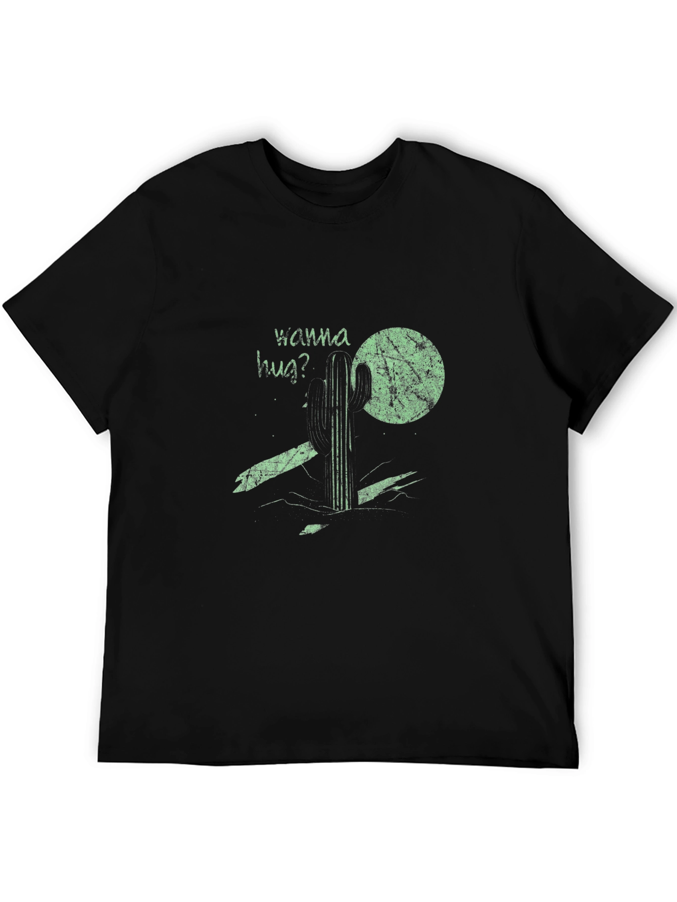 Wanna Hug? Cactus Graphic Tee - Black