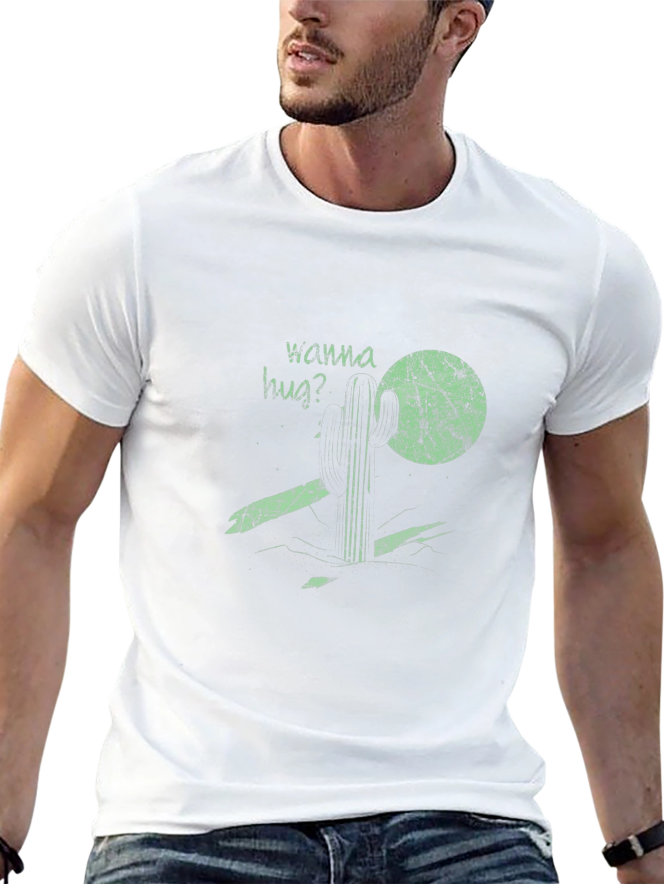 Wanna Hug? Cactus Graphic Tee - Black
