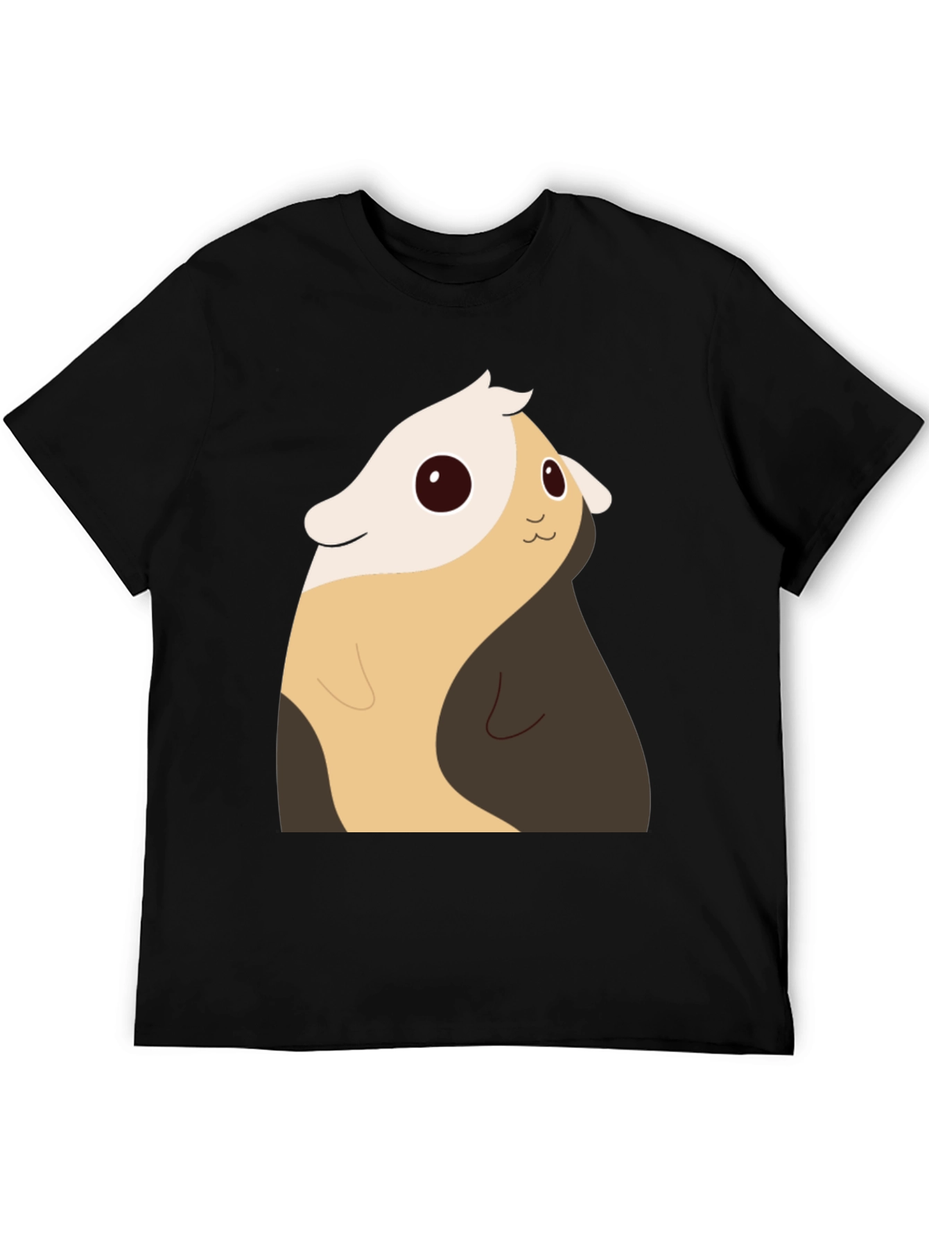 Cute Cartoon Guinea Pig Black T-Shirt
