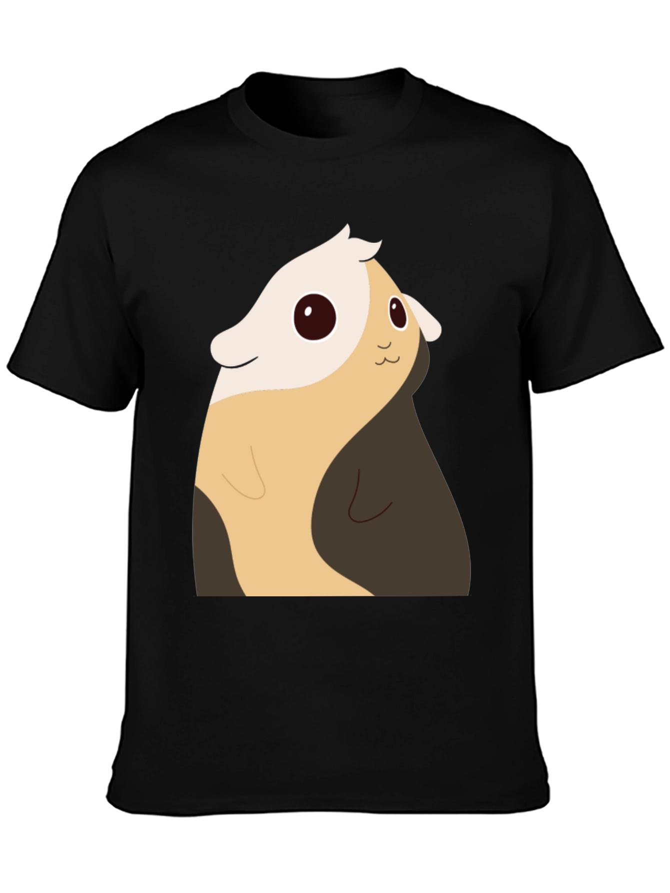Cute Cartoon Guinea Pig Black T-Shirt