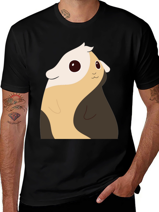Cute Cartoon Guinea Pig Black T-Shirt