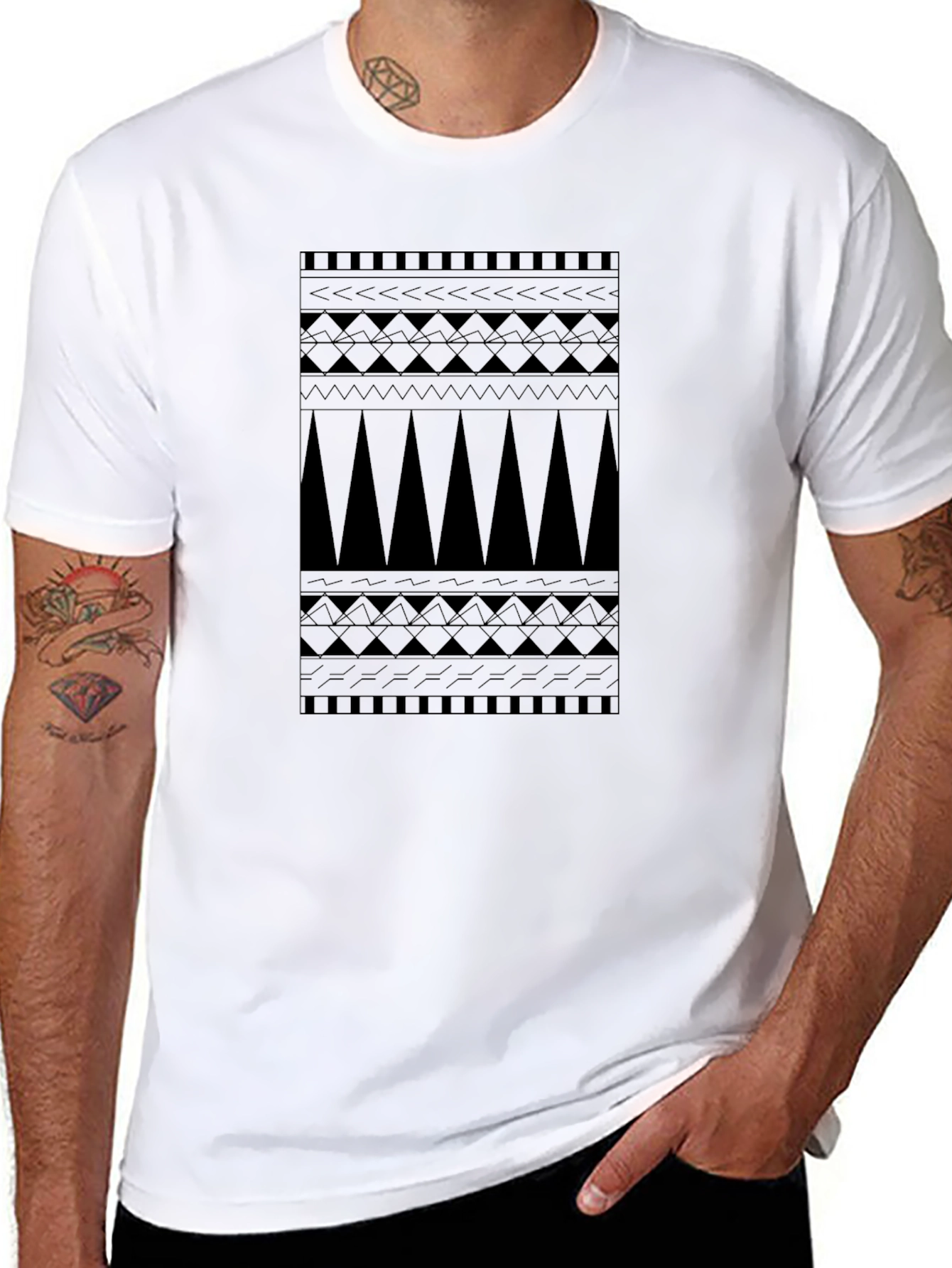 Tribal Pattern Black T-Shirt
