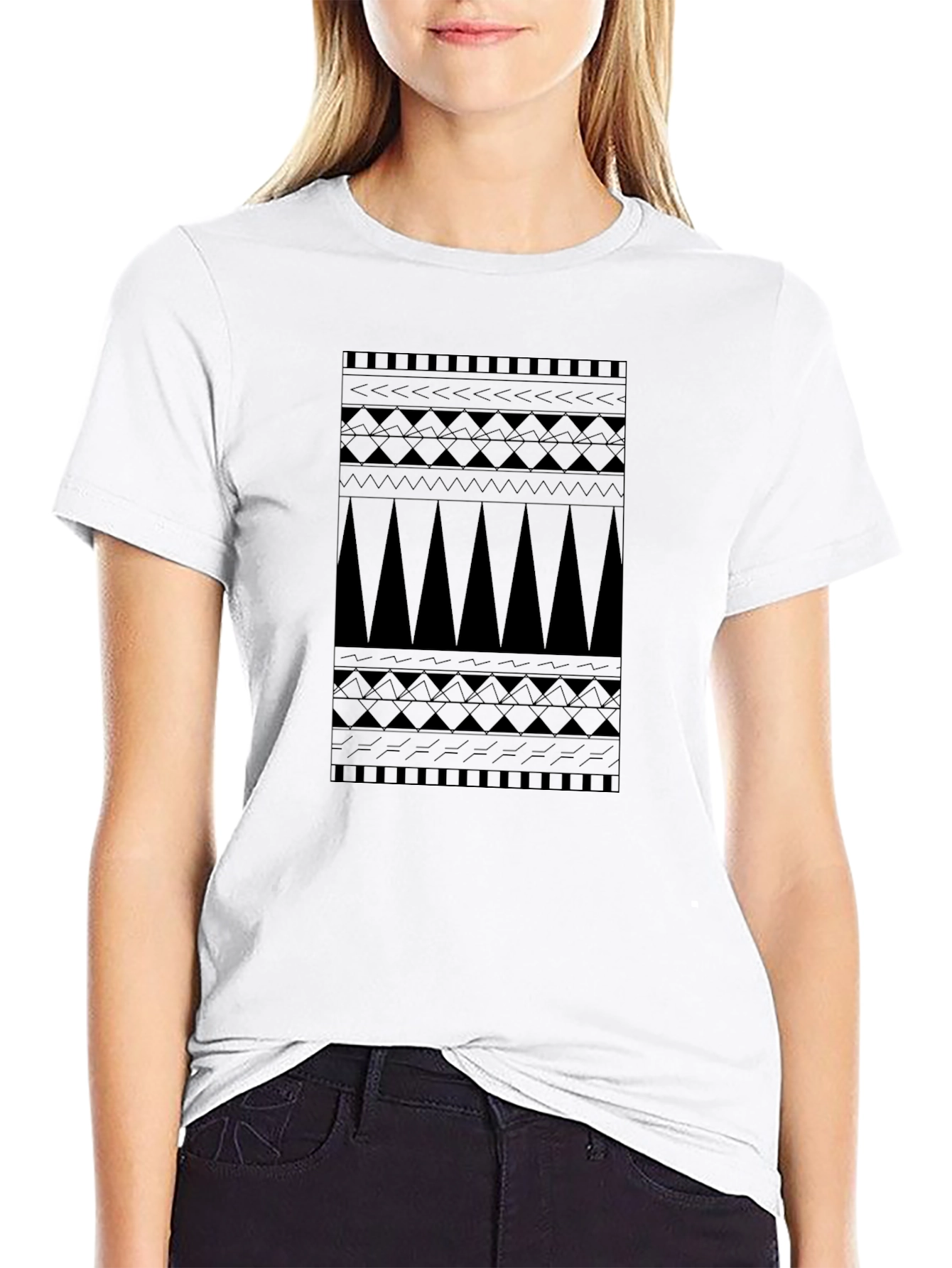 Tribal Pattern Black T-Shirt