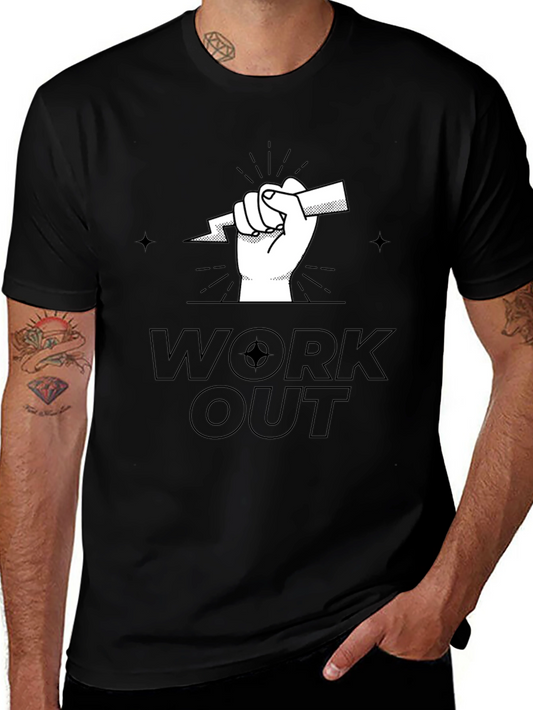 Workout Graphic Tee - Black Cotton Comfort Fit