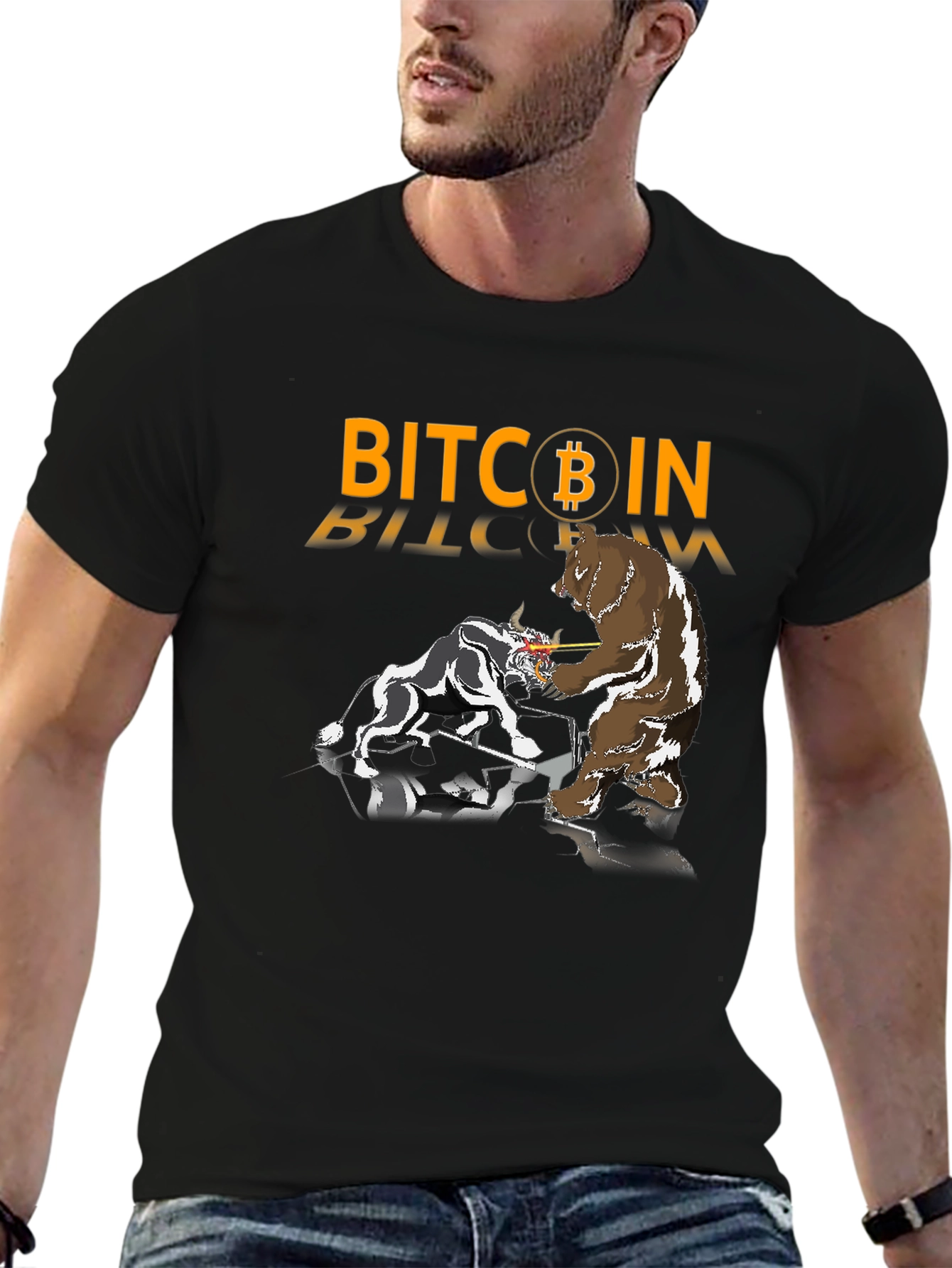 Bitcoin Bull vs Bear Black T-Shirt