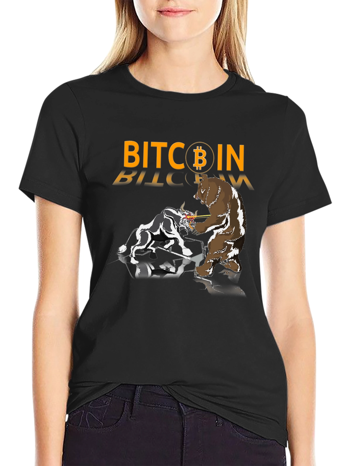 Bitcoin Bull vs Bear Black T-Shirt