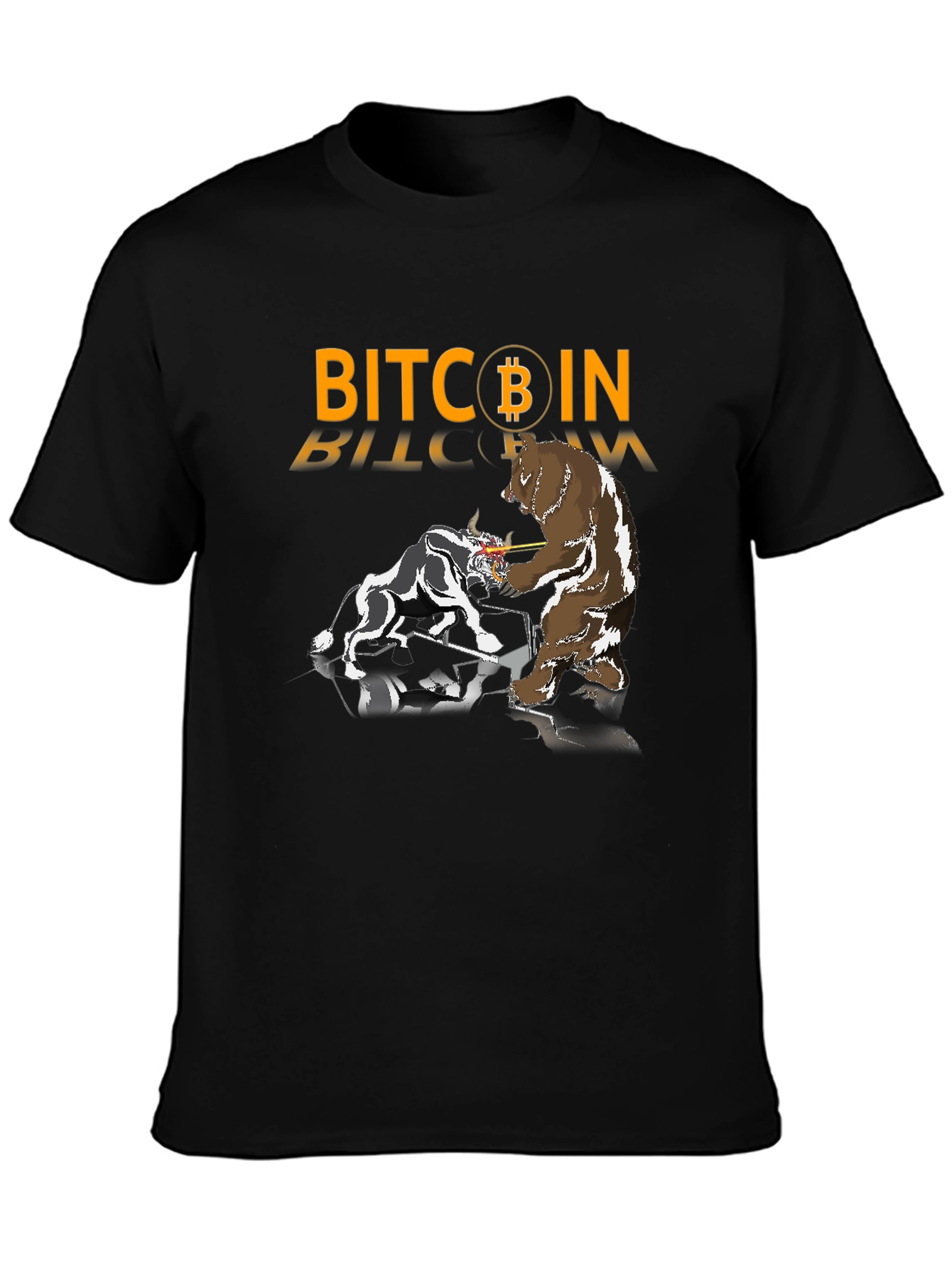 Bitcoin Bull vs Bear Black T-Shirt