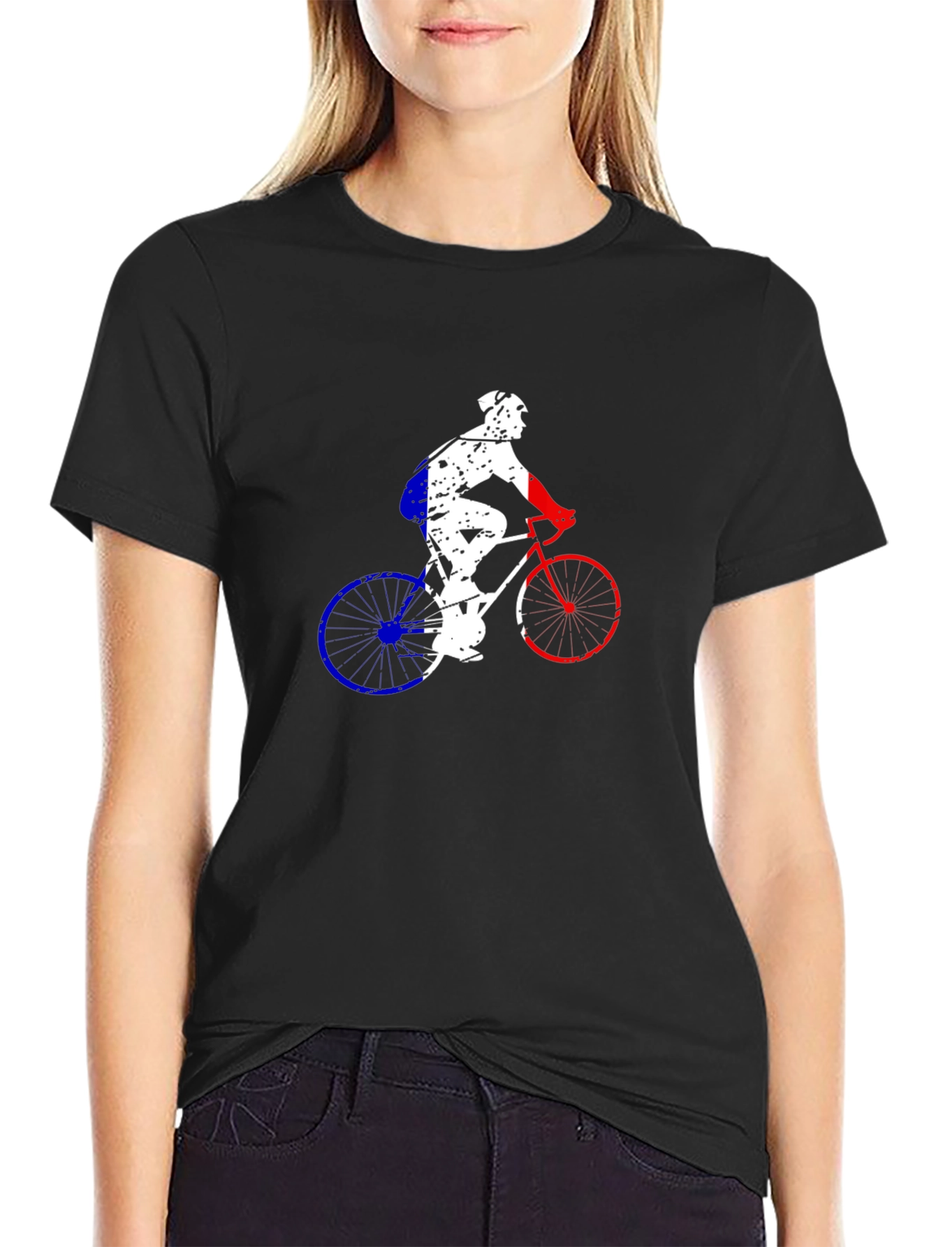 Cycling France Flag Graphic Tee - Black