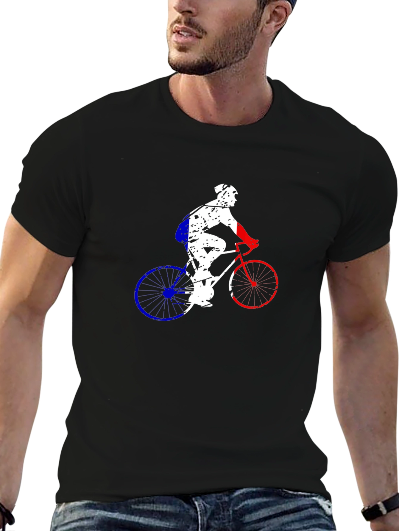 Cycling France Flag Graphic Tee - Black