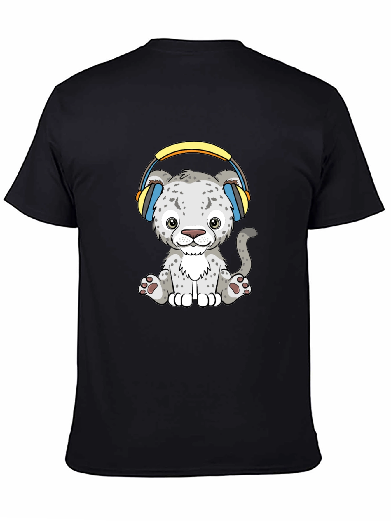 Cute Leopard with Headphones Graphic Tee