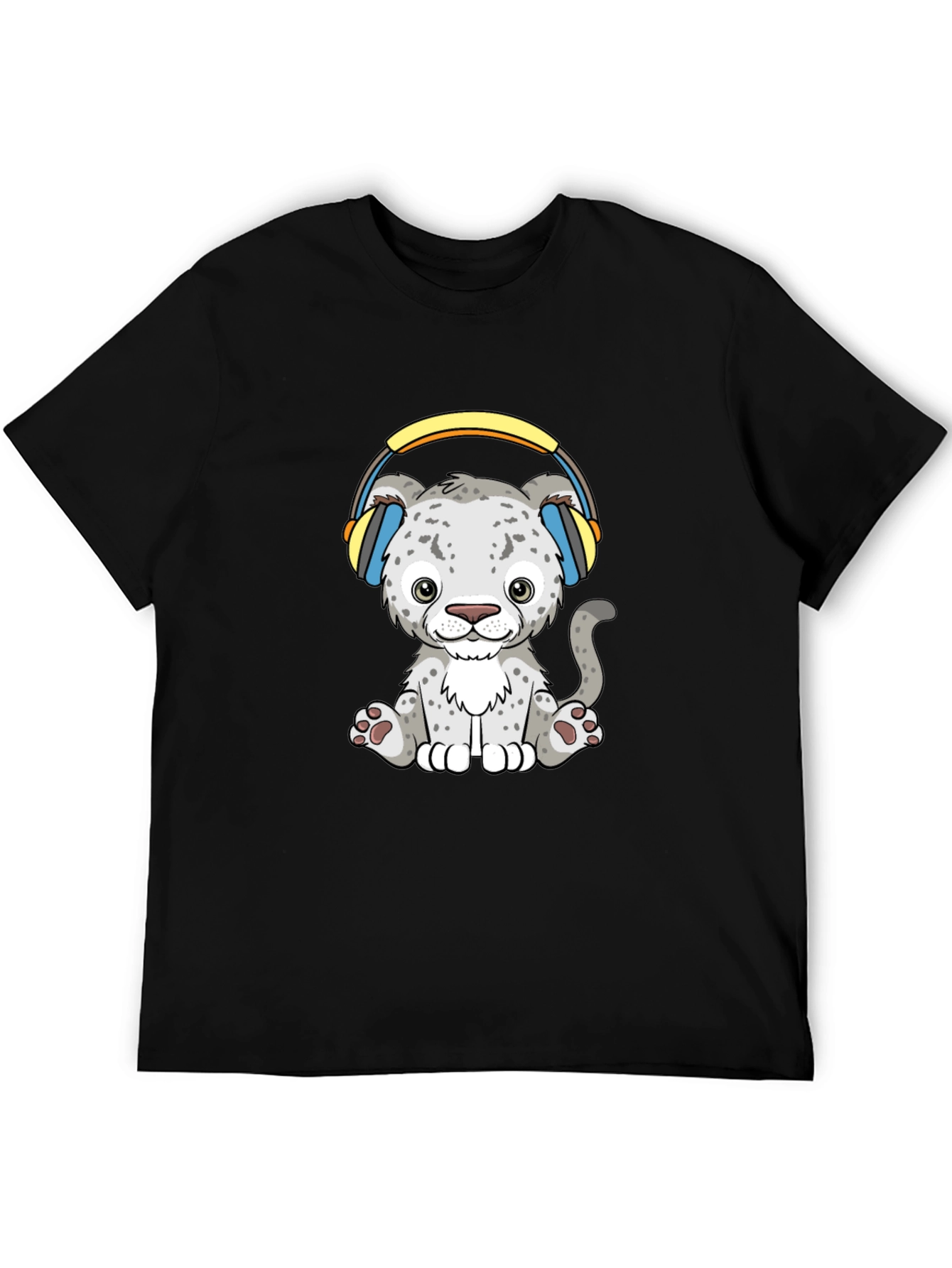 Cute Leopard with Headphones Graphic Tee