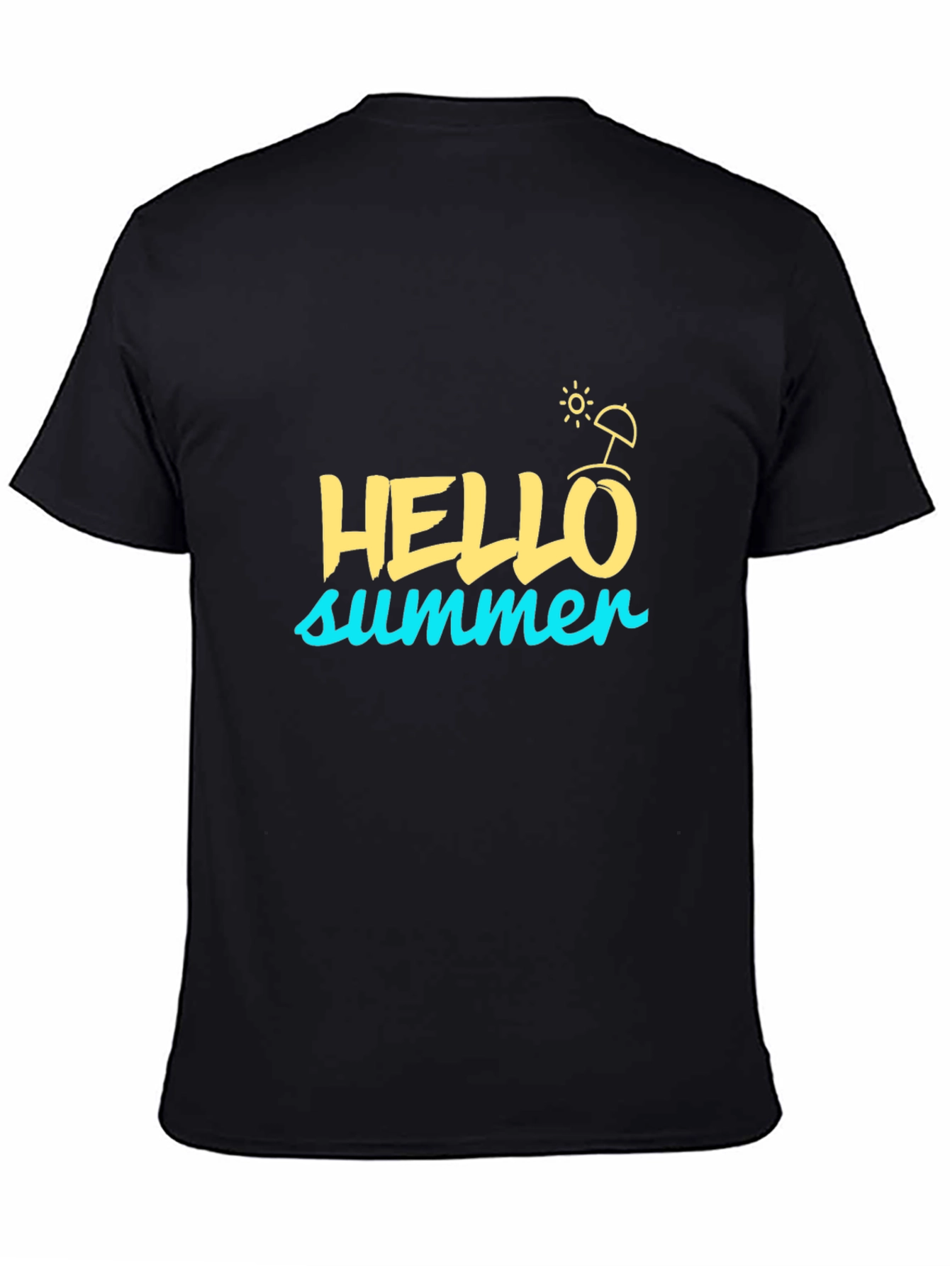 Hello Summer Graphic Black T-Shirt