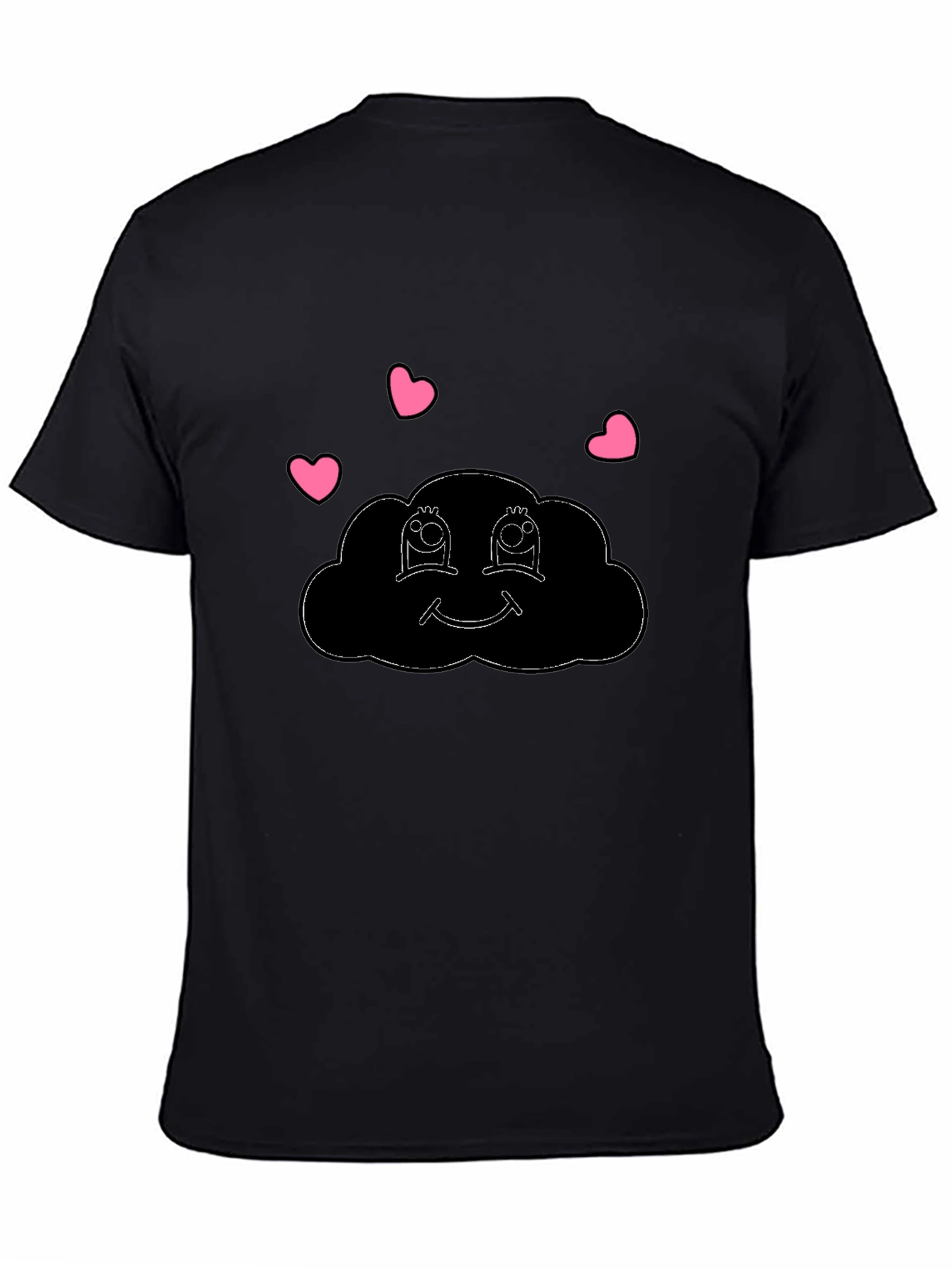 Cute Cloud Heart T-Shirt - Black