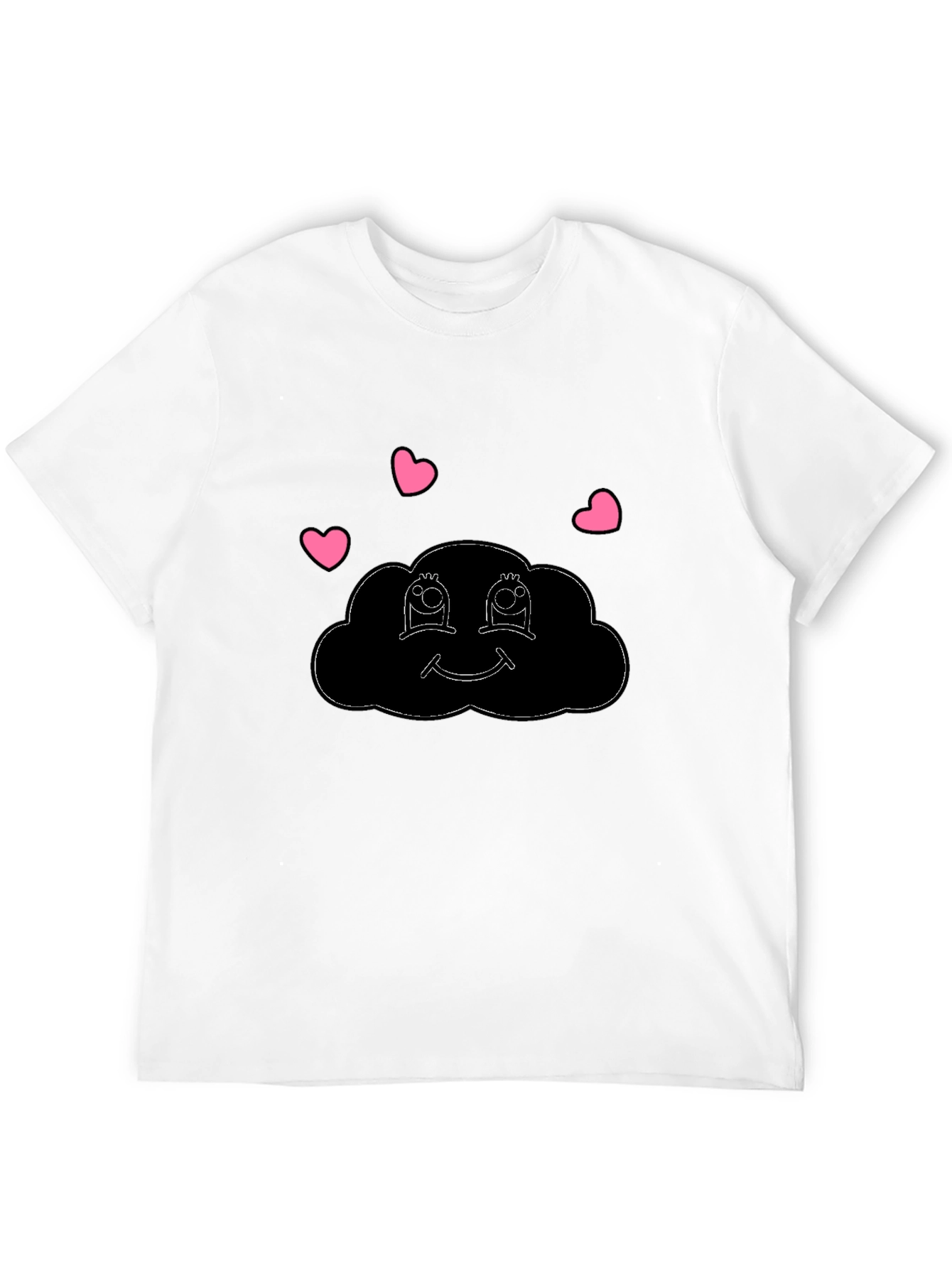 Cute Cloud Heart T-Shirt - Black