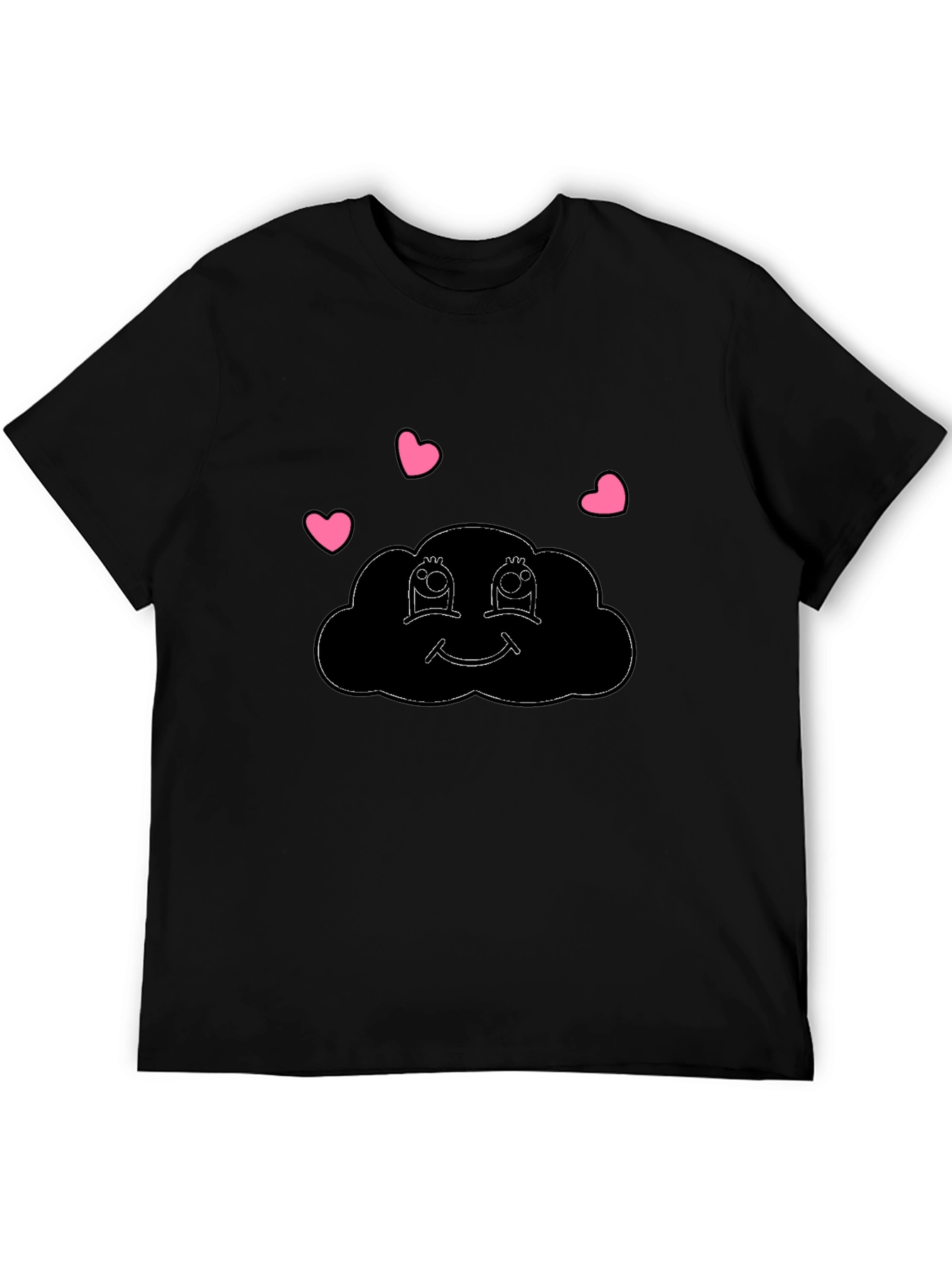 Cute Cloud Heart T-Shirt - Black