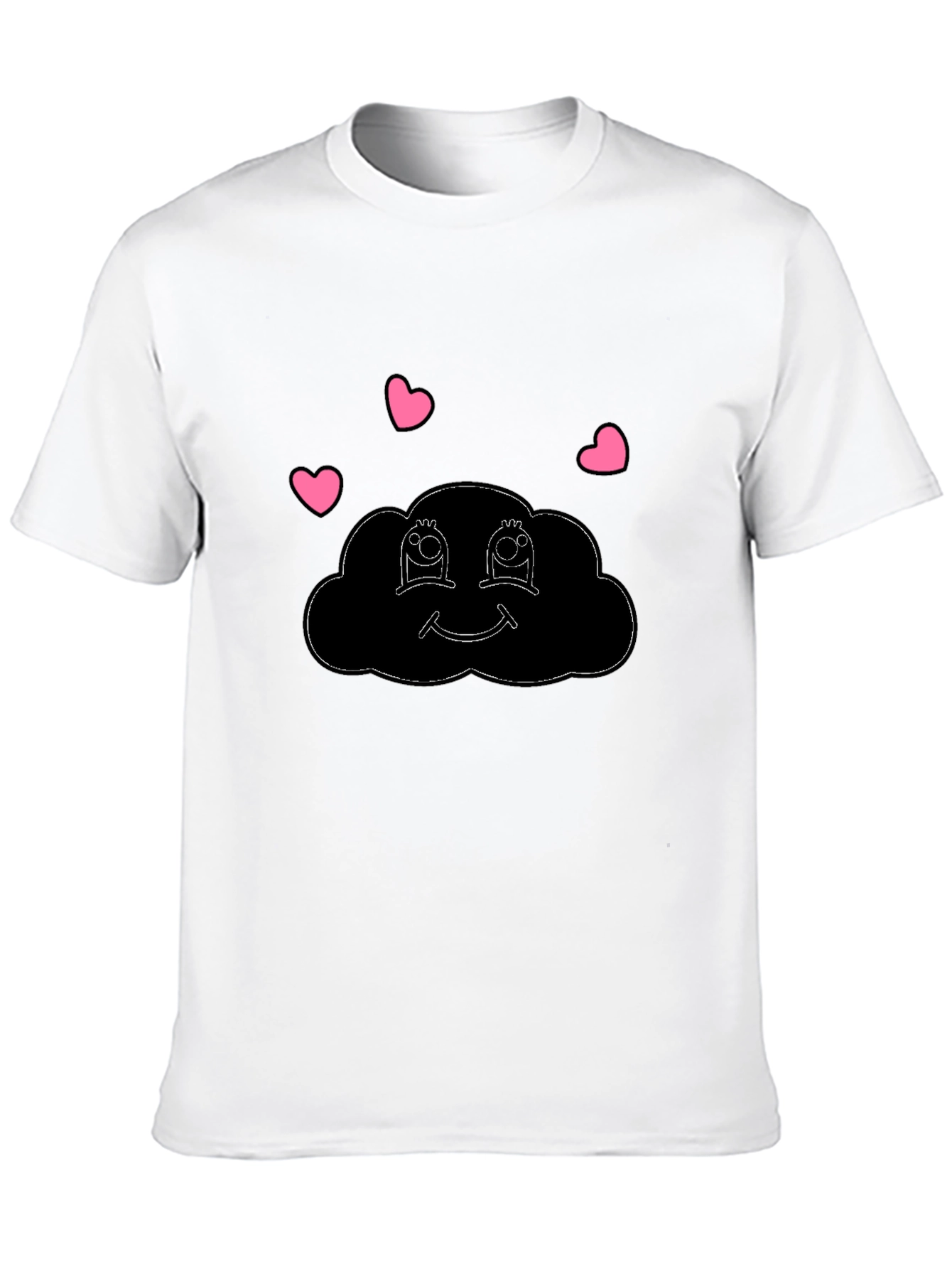 Cute Cloud Heart T-Shirt - Black