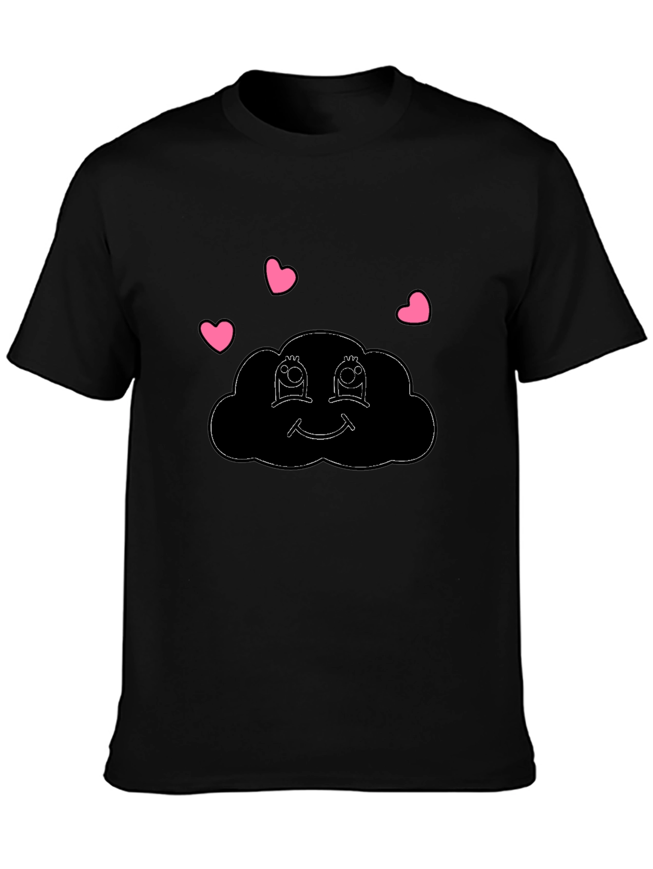 Cute Cloud Heart T-Shirt - Black