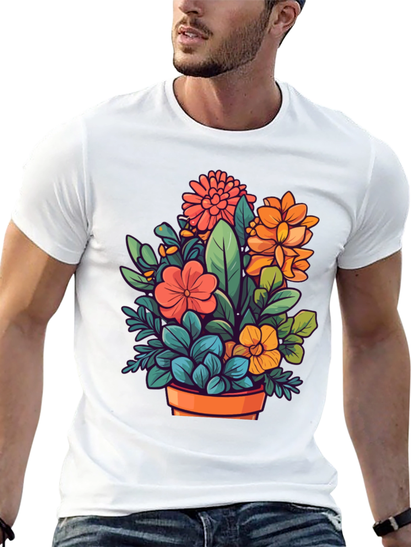 Floral Bouquet Graphic Tee - Black Unisex T-Shirt