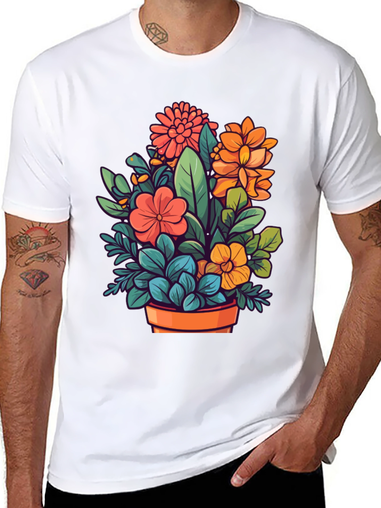 Floral Bouquet Graphic Tee - Black Unisex T-Shirt