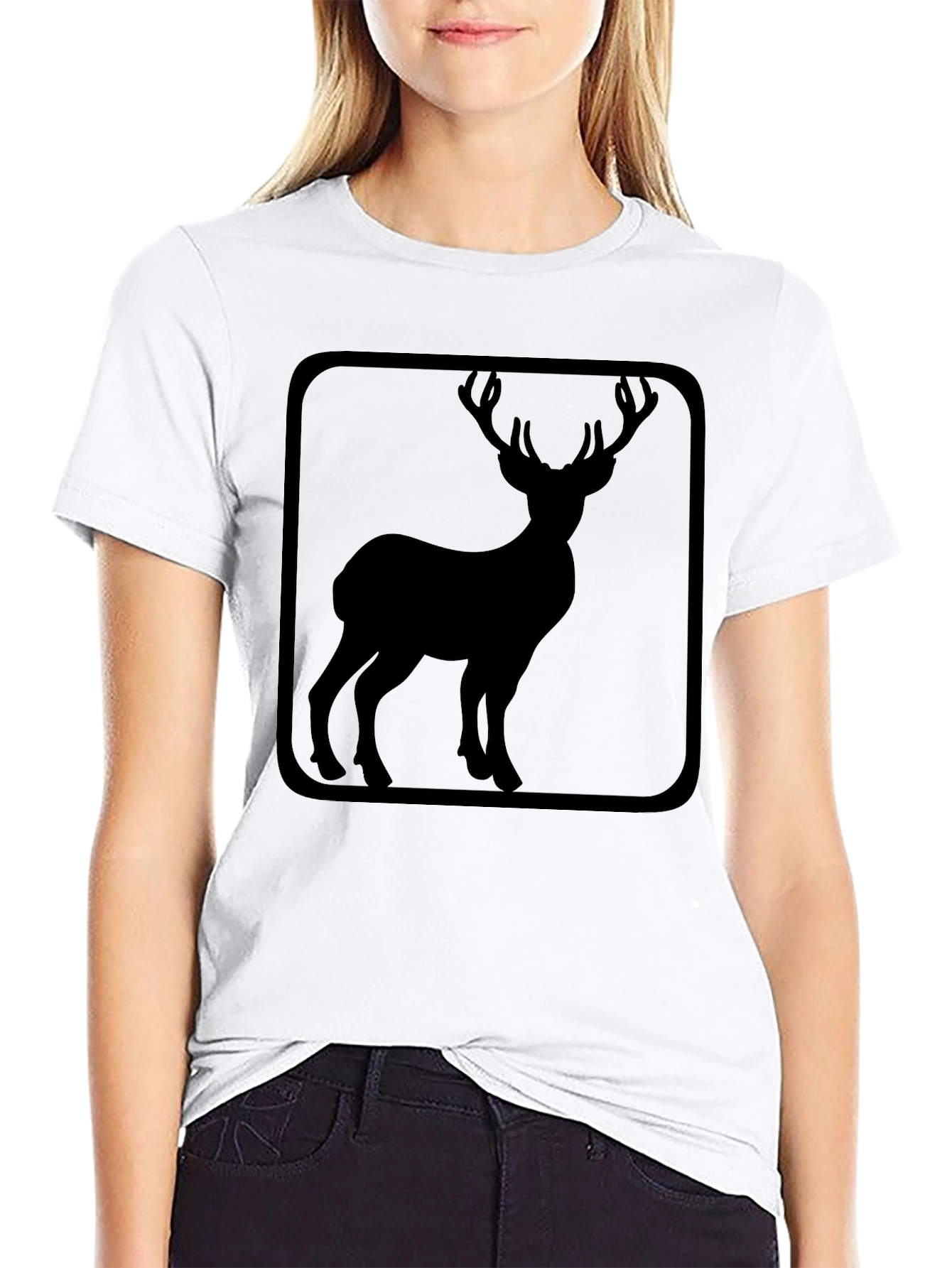 Deer Silhouette Graphic Tee - Black