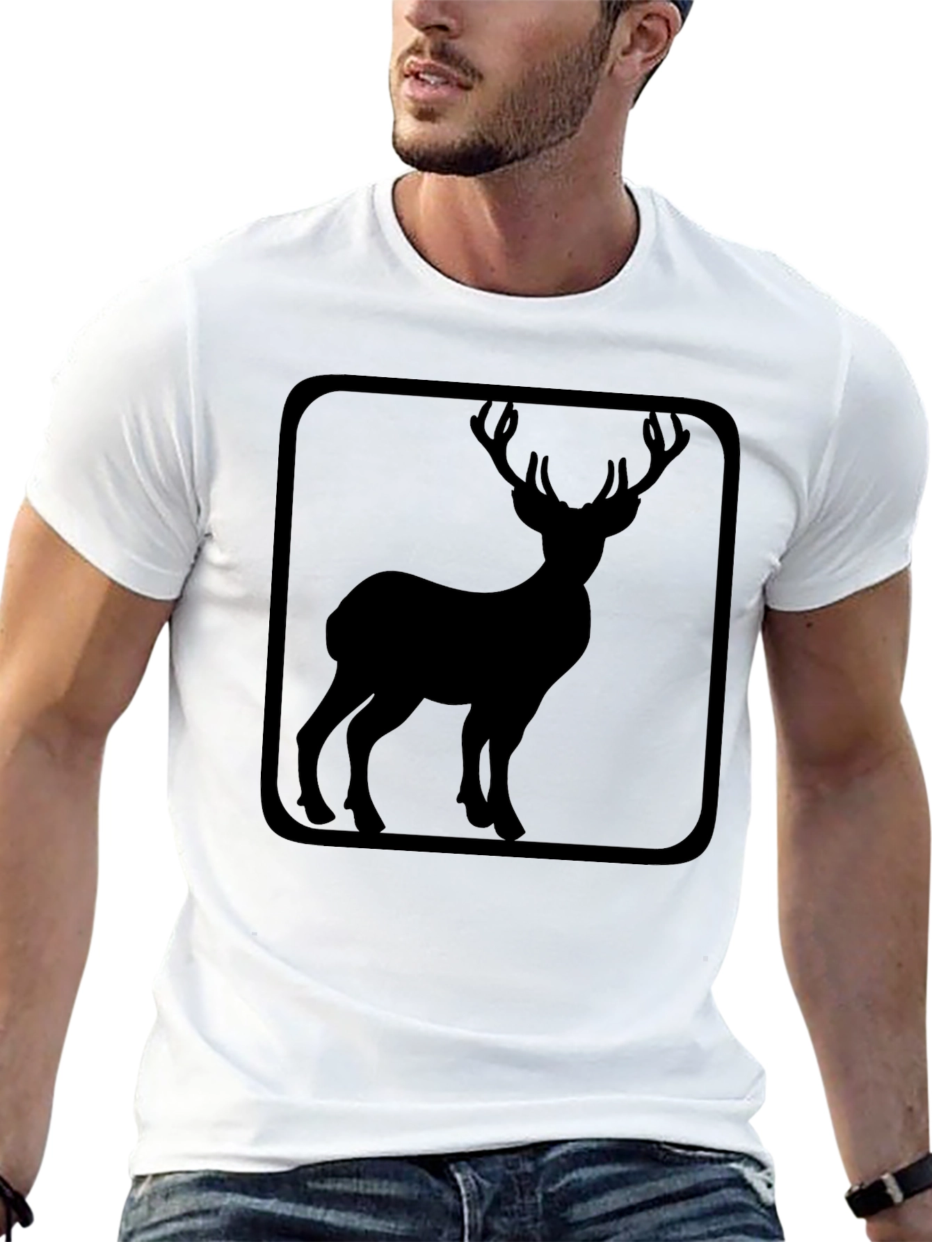 Deer Silhouette Graphic Tee - Black