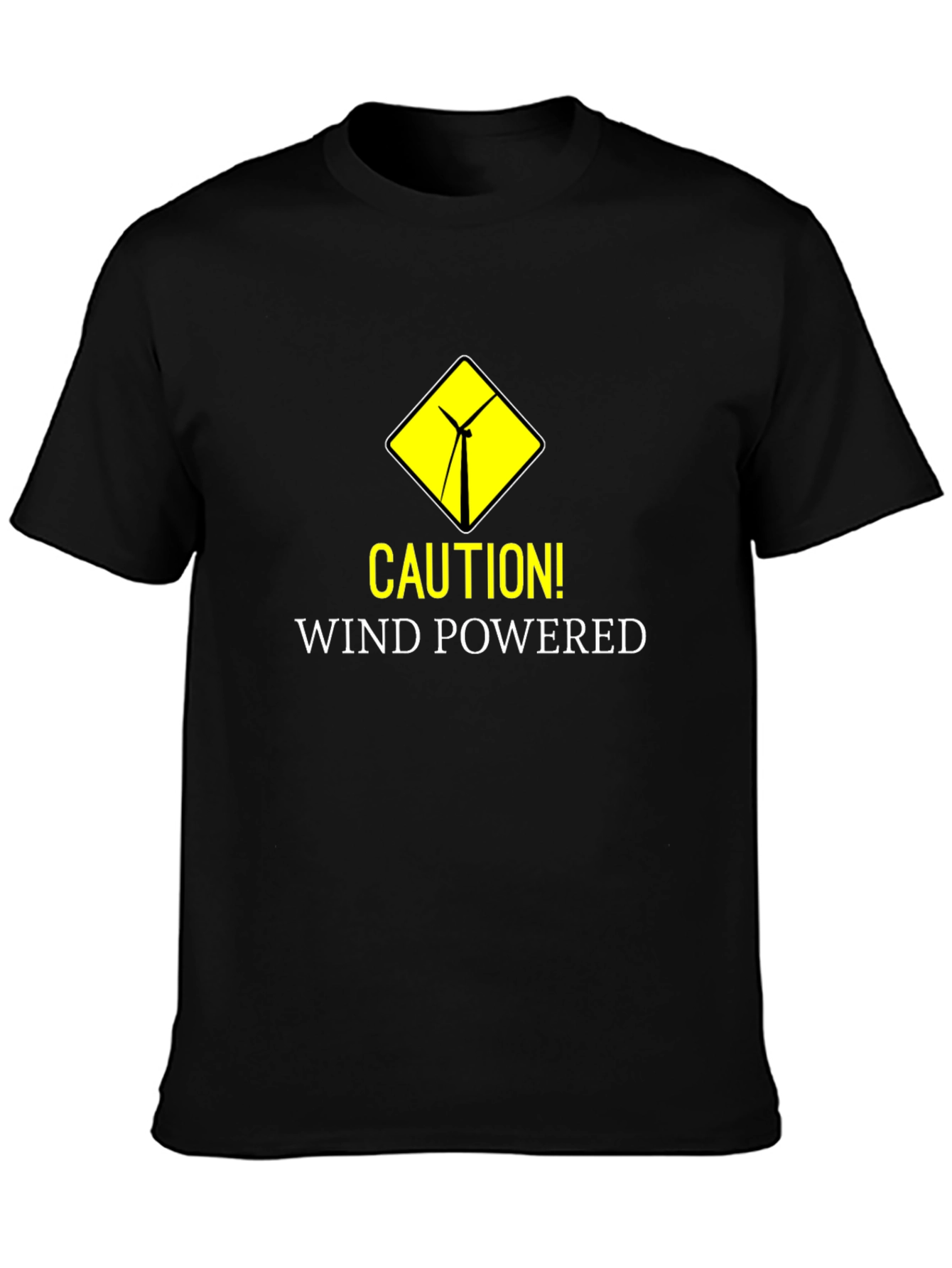 Caution Wind Powered Black T-Shirt