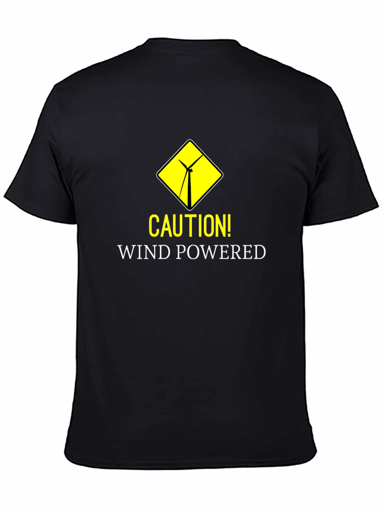 Caution Wind Powered Black T-Shirt