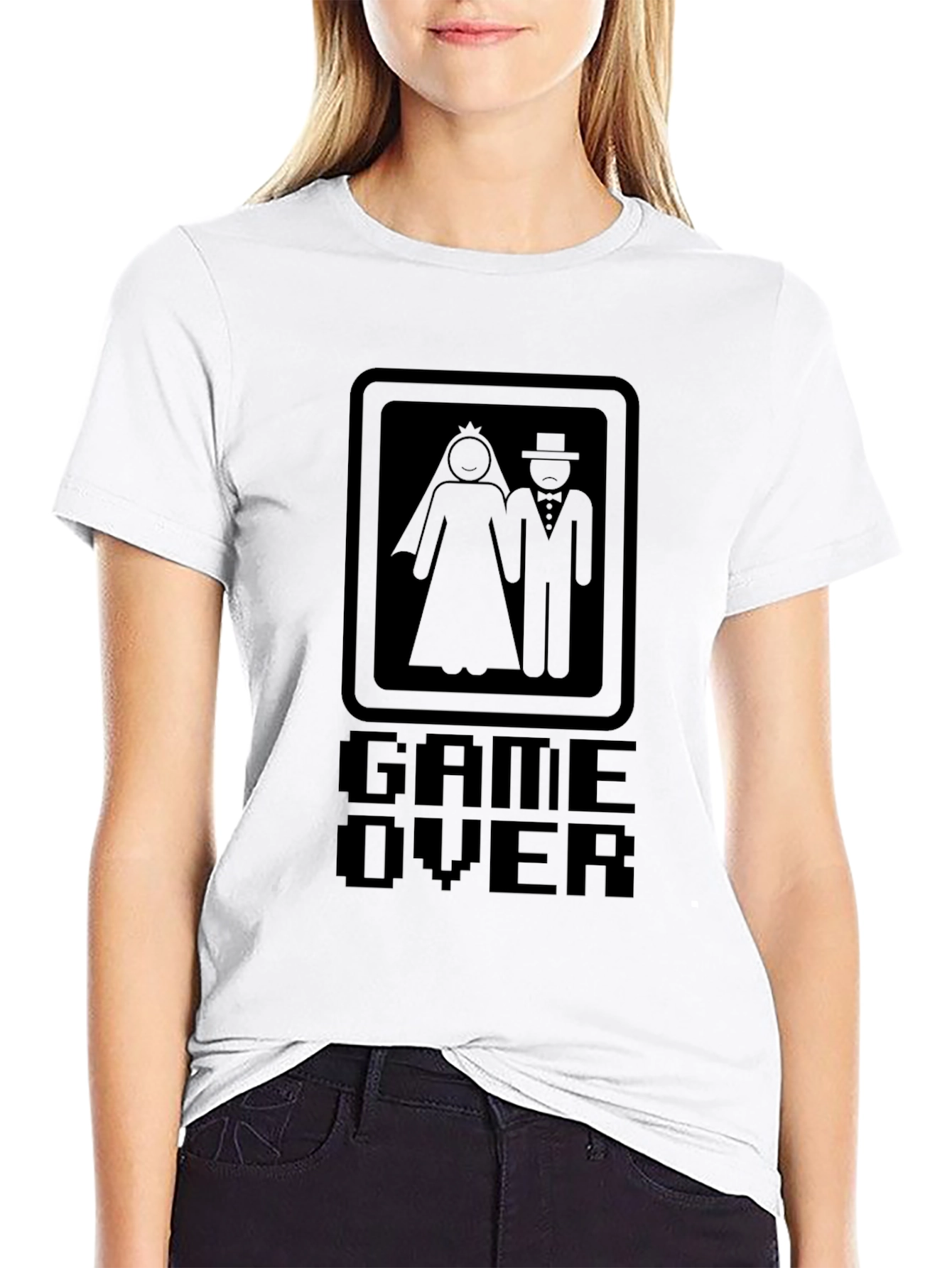 Game Over Bride & Groom Black T-Shirt