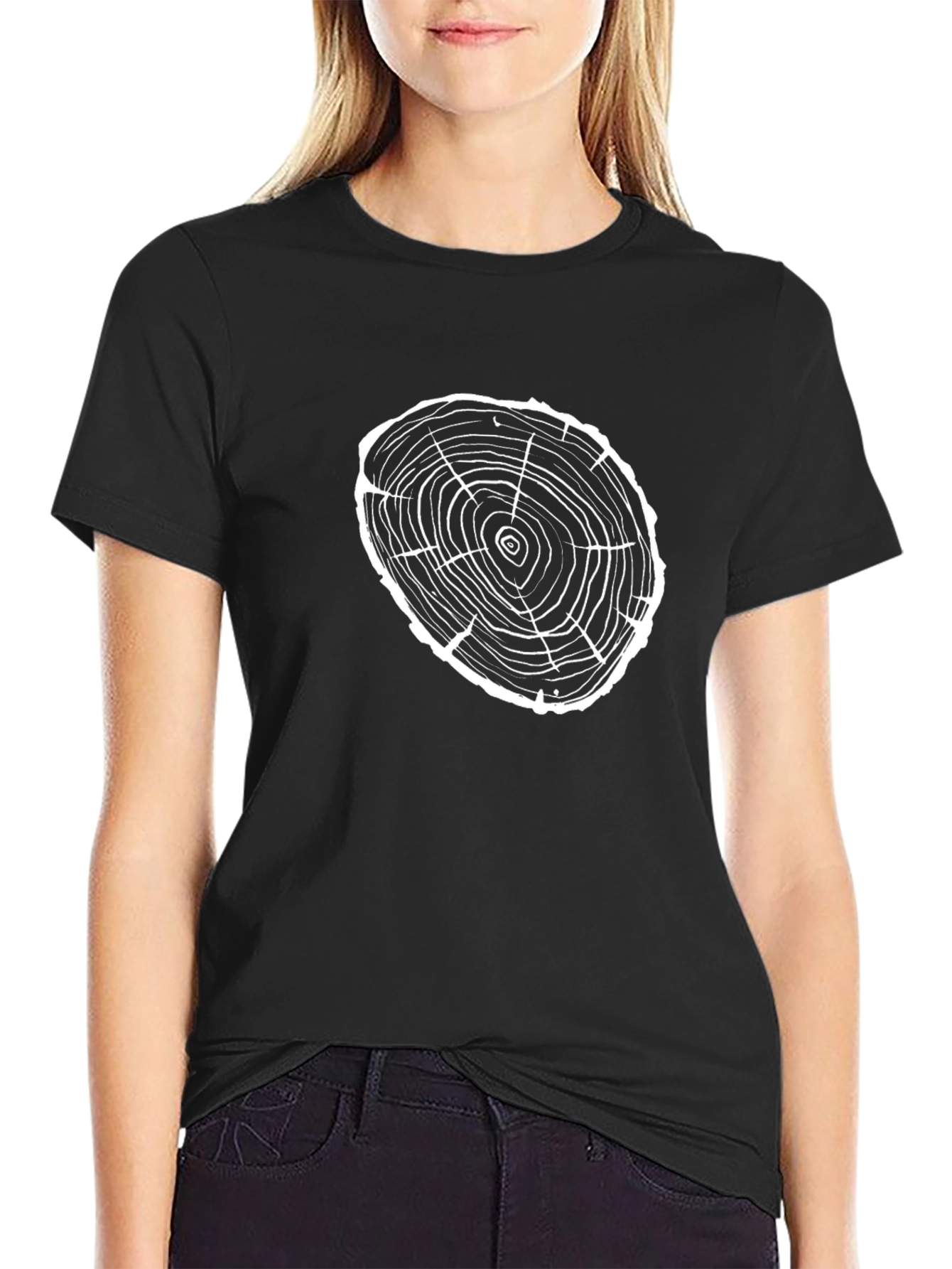 Tree Ring Graphic Tee - Black Cotton T-Shirt
