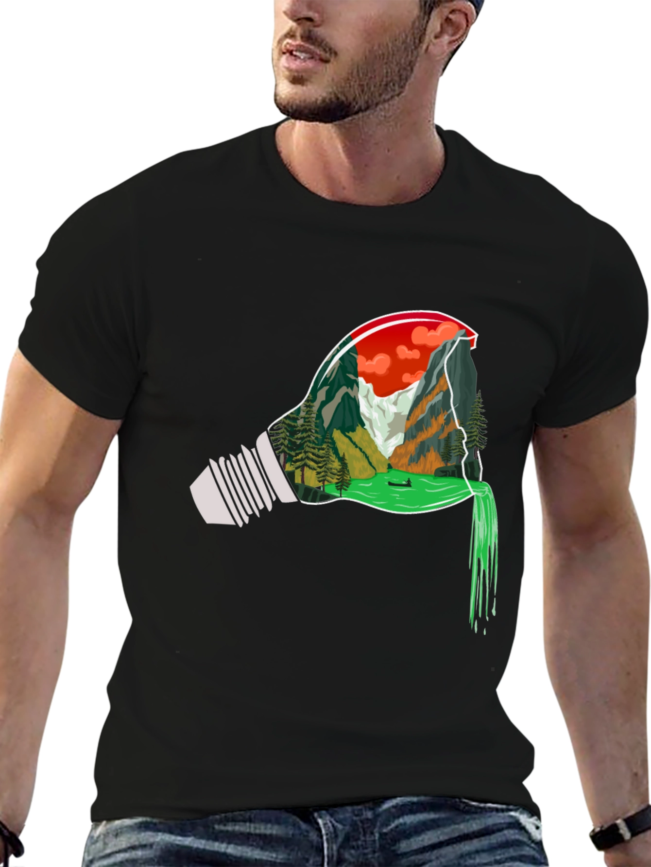 Nature Bulb Graphic Tee - Mens Black T-Shirt