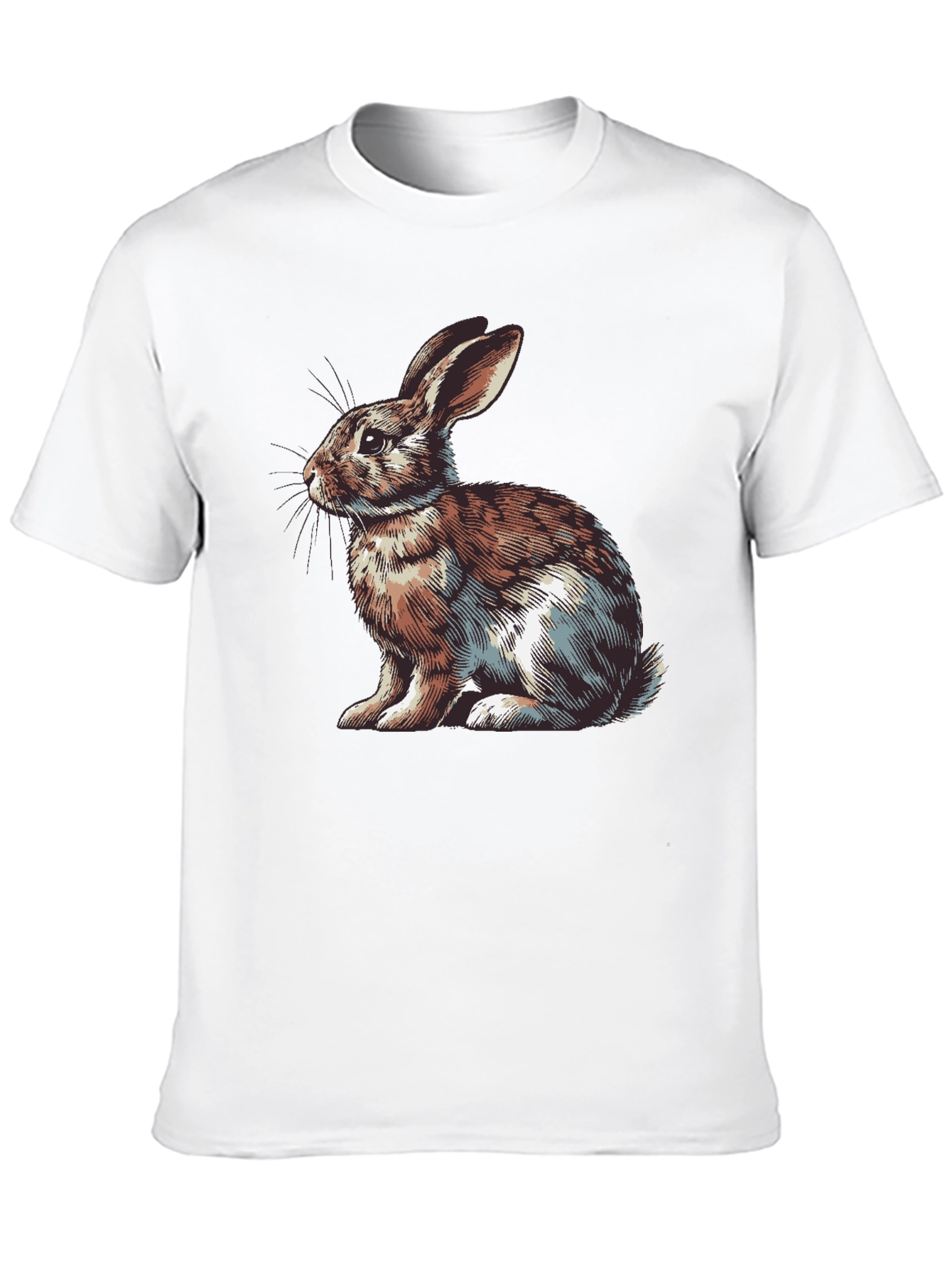 Rabbit Graphic Print Tee - Mens Casual Black T-Shirt