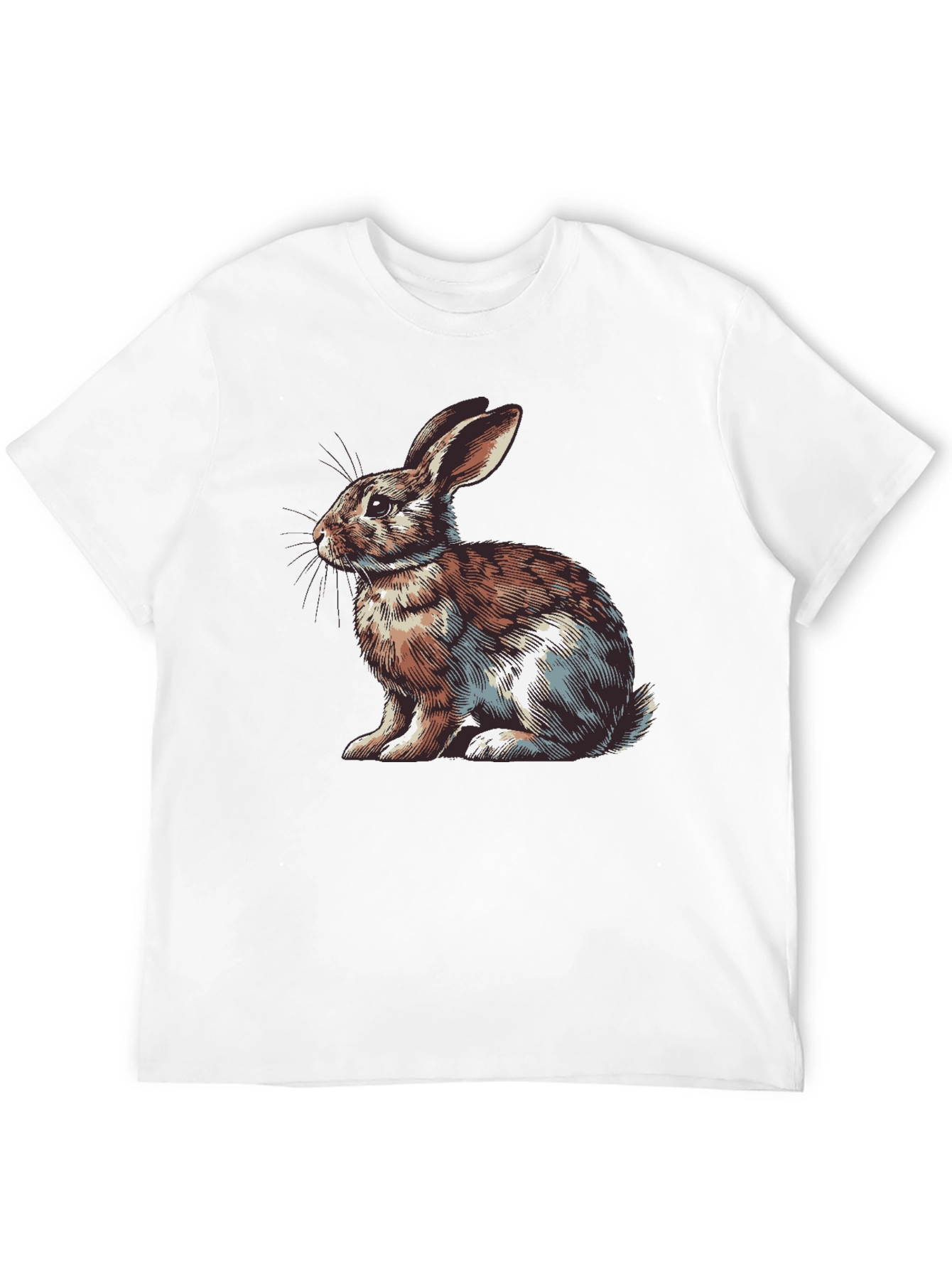 Rabbit Graphic Print Tee - Mens Casual Black T-Shirt
