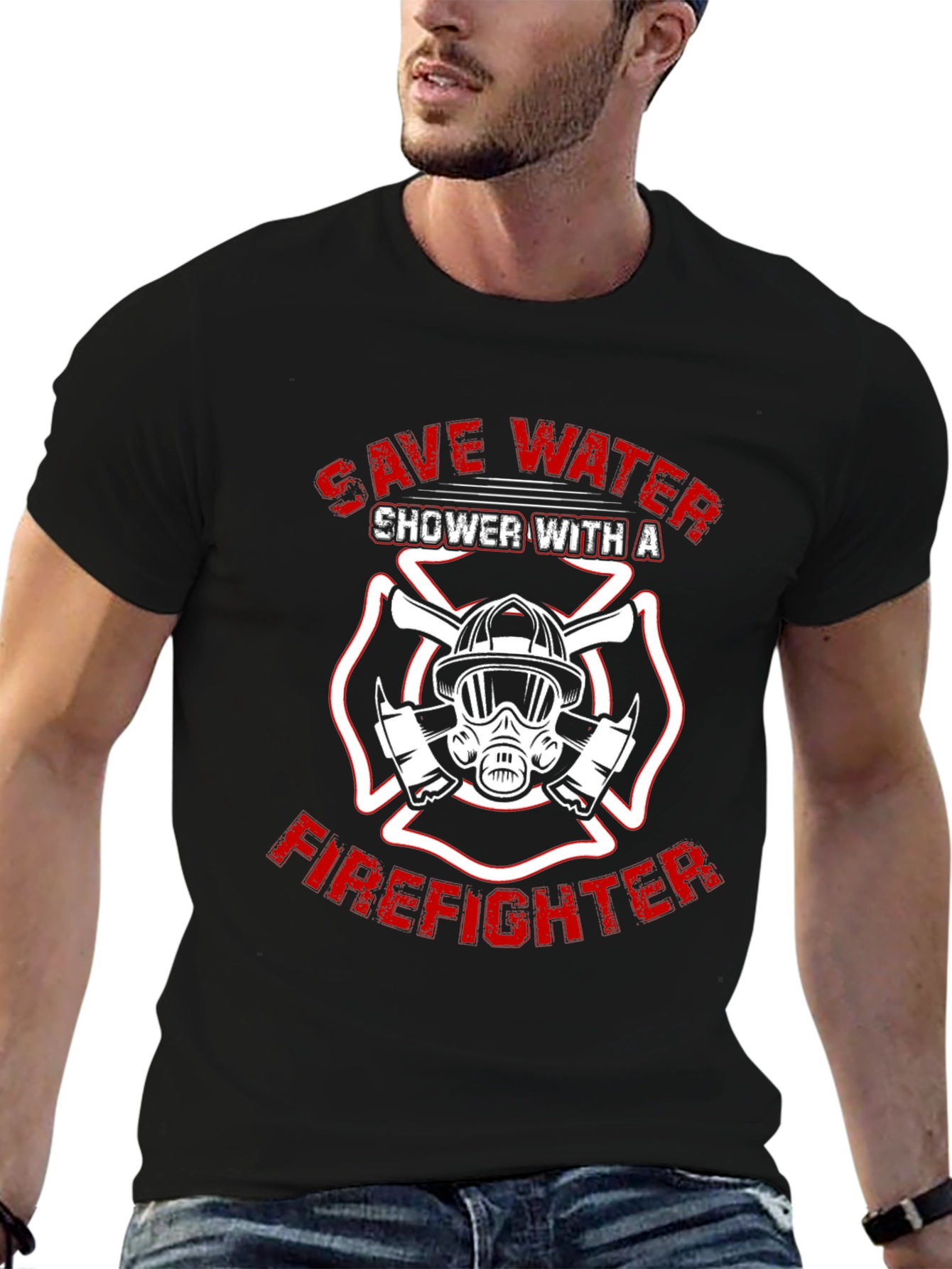 Save Water Shower with a Firefighter T-Shirt