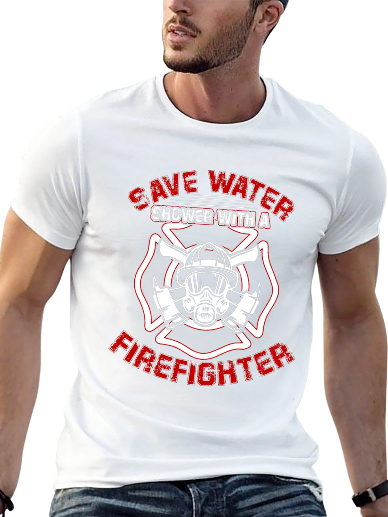 Save Water Shower with a Firefighter T-Shirt