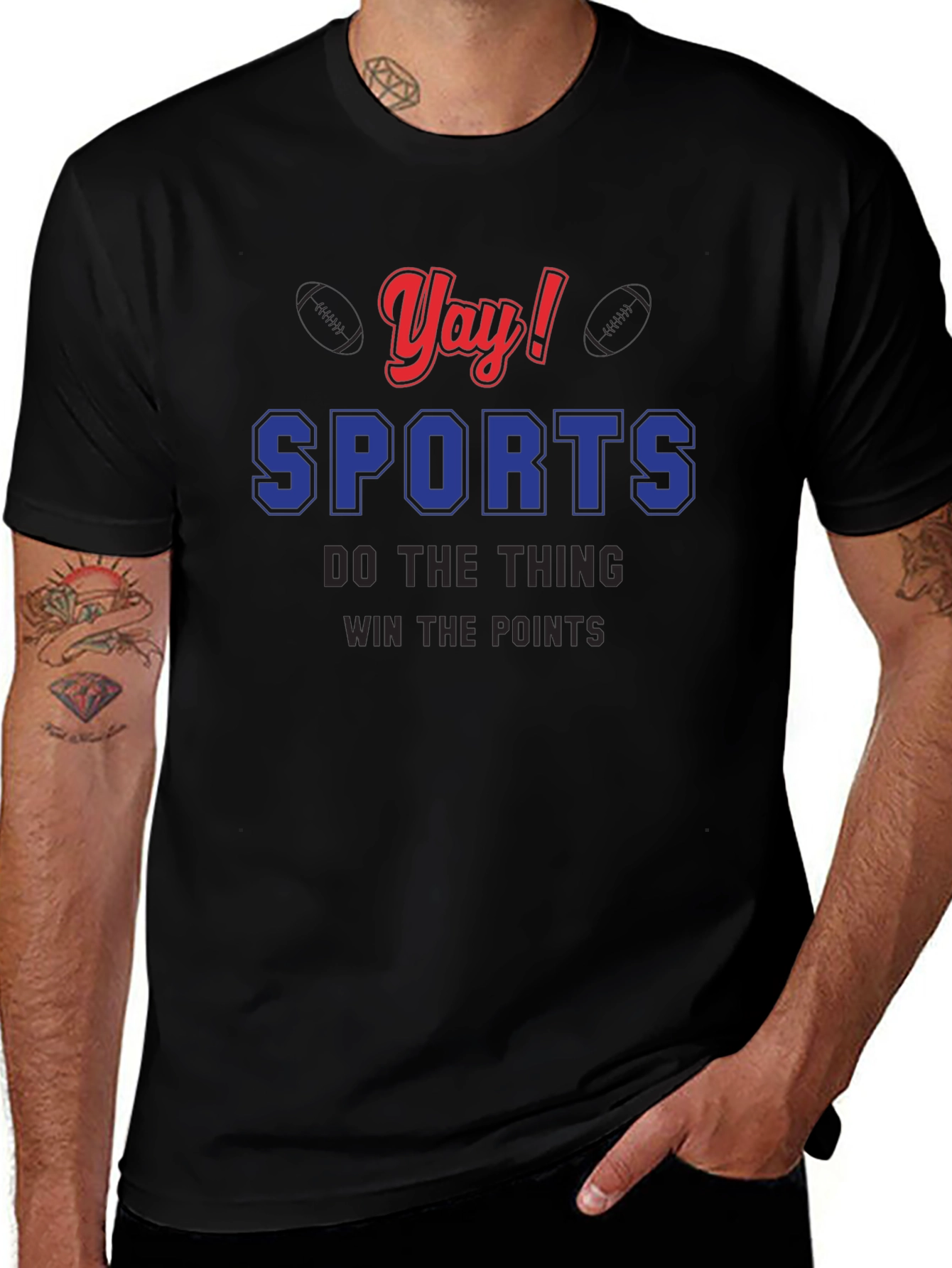Yay! Sports T-Shirt - Black Cotton Tee