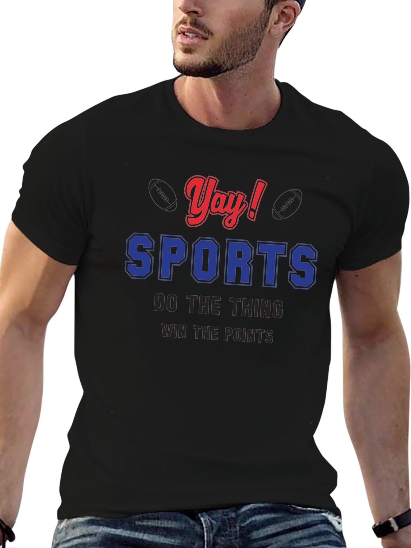 Yay! Sports T-Shirt - Black Cotton Tee