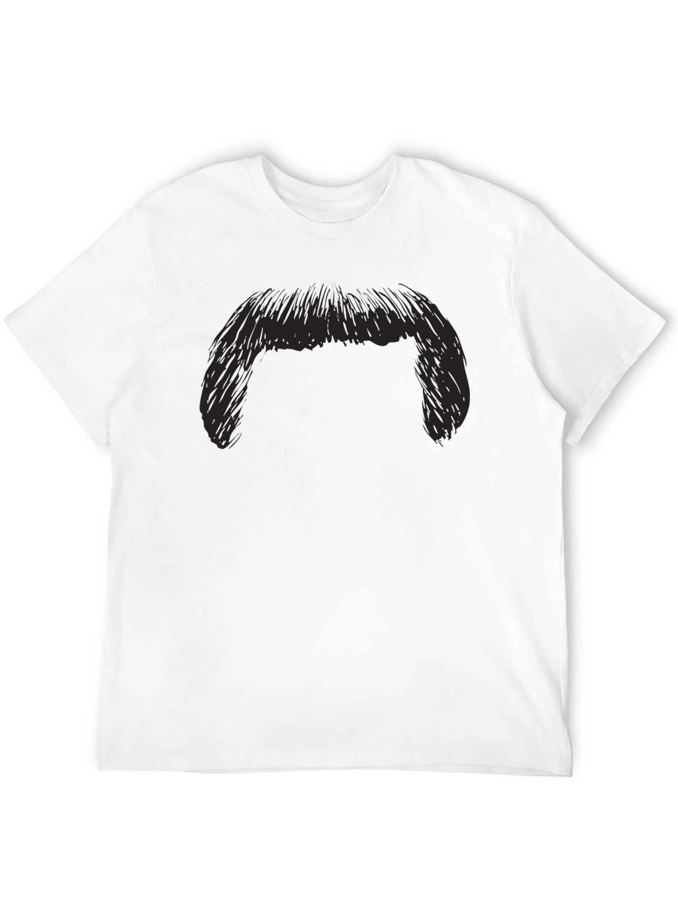 Funny Moustache Graphic Black T-Shirt