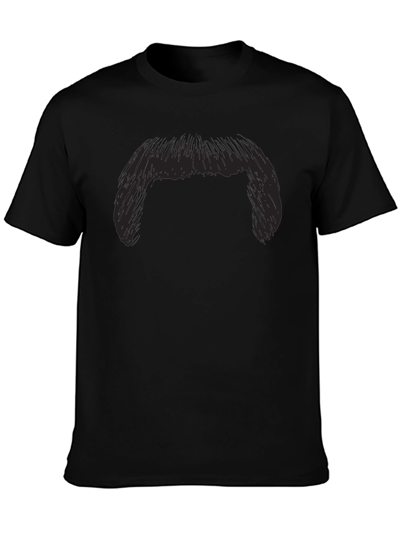 Funny Moustache Graphic Black T-Shirt